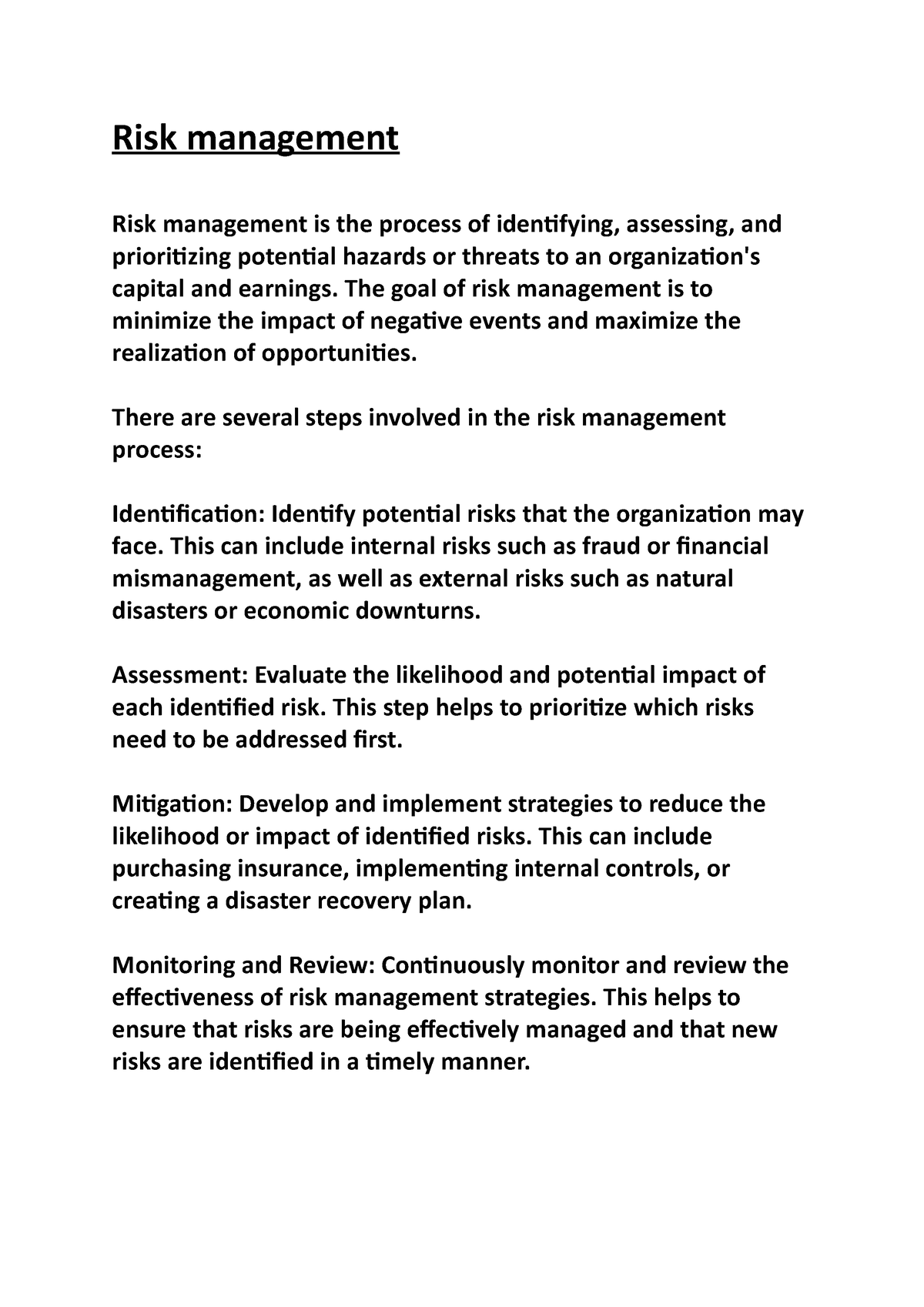 dissertation on risk management