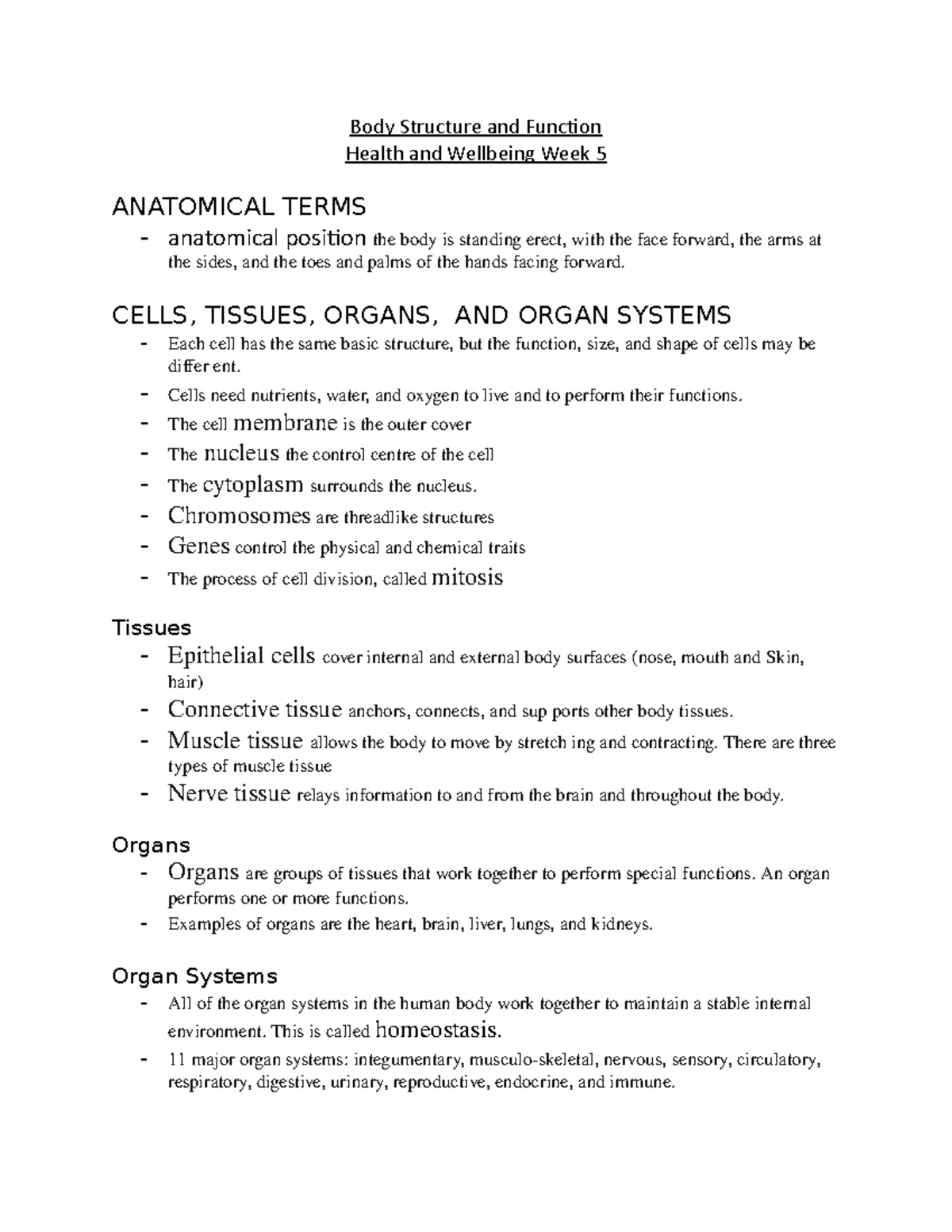Body Structure and Function - Body Structure and Funcion Health and ...