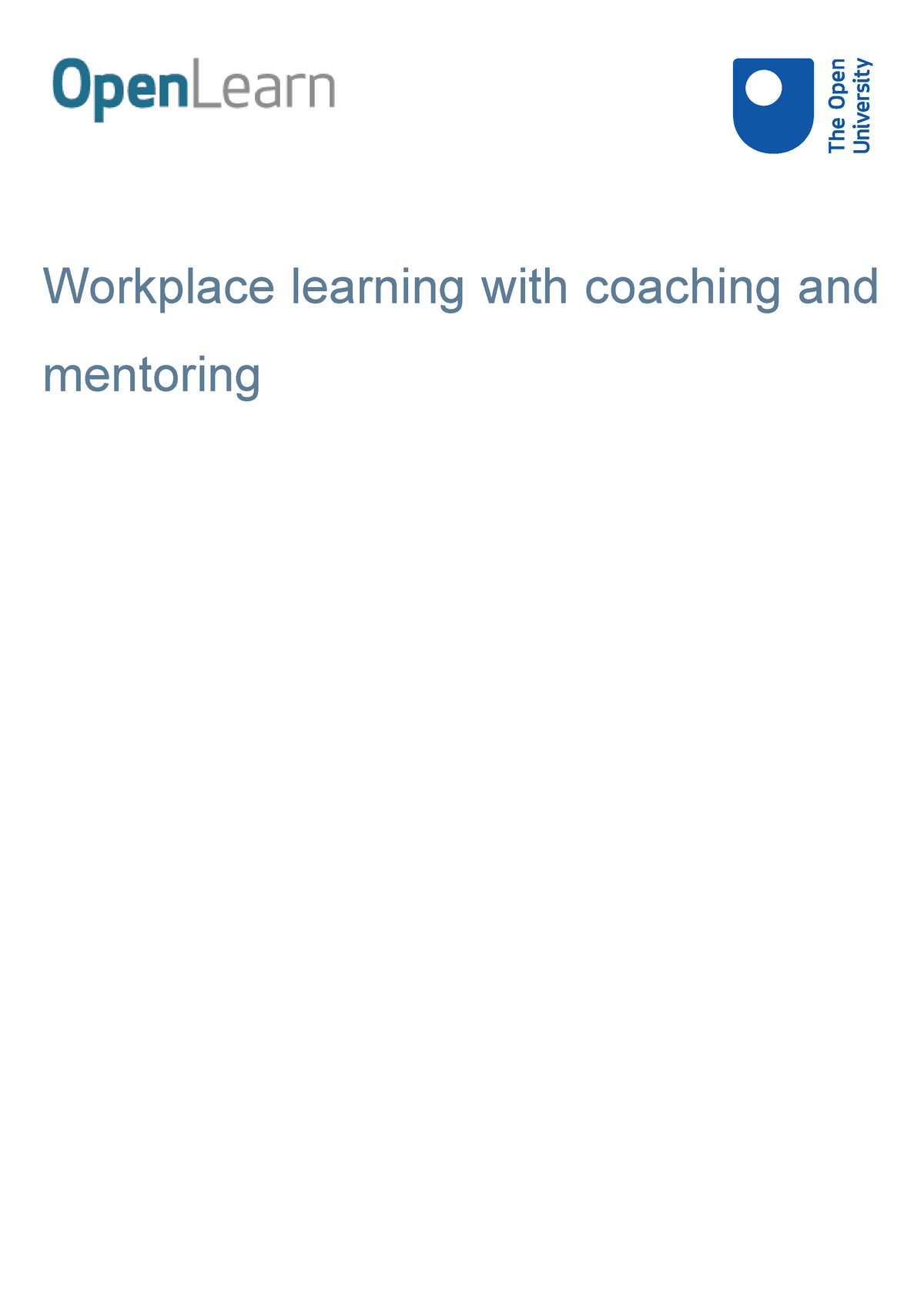 Workplace Learning With Coaching And Mentoring Printable - You Will ...