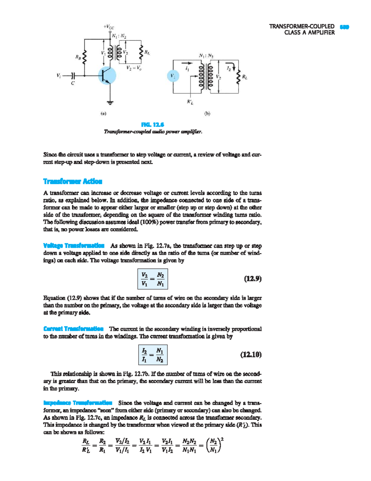 Transformer Coupled Class A Amplifier Electronic Circuit devices