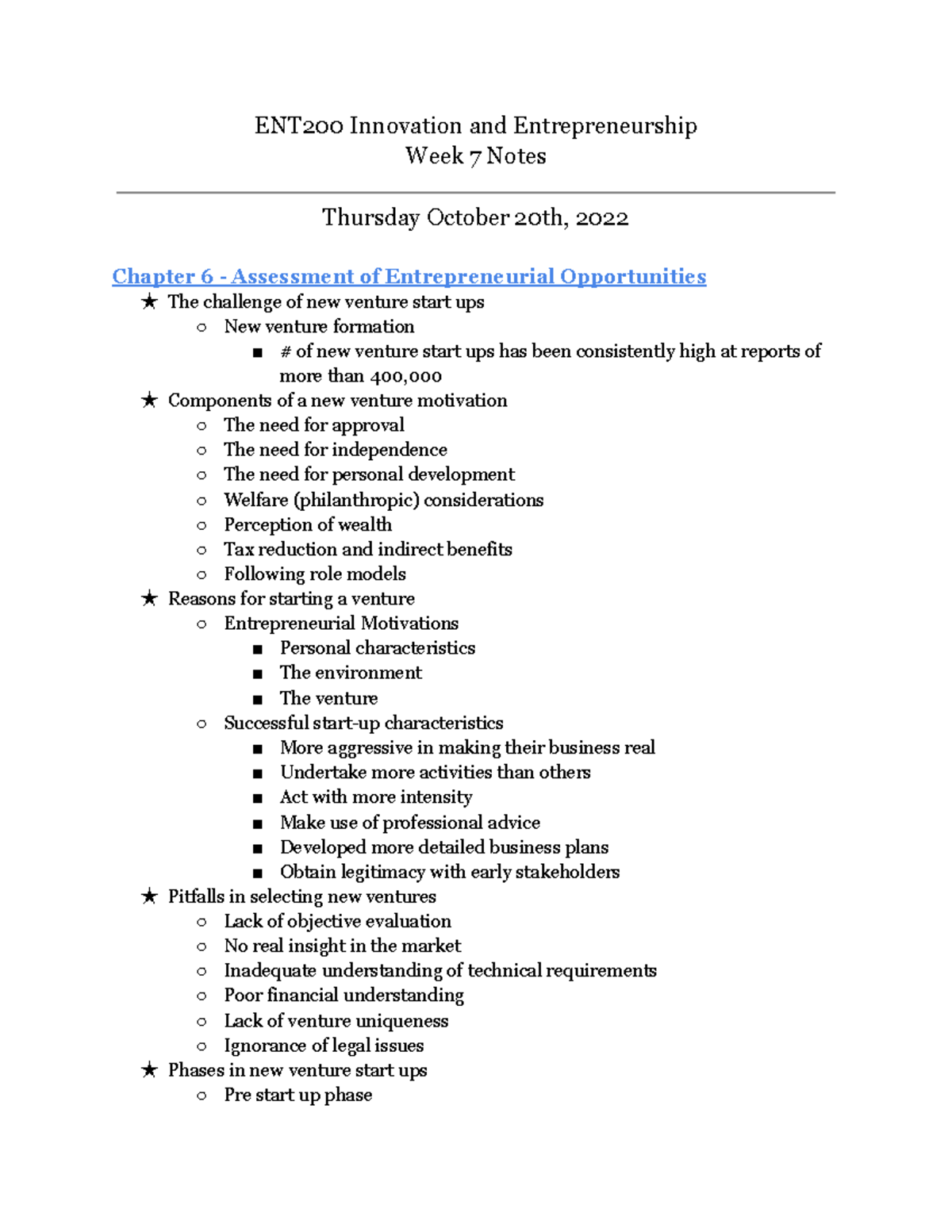 ENT200 Lecture Notes - Week 7 - ENT200 Innovation and Entrepreneurship ...