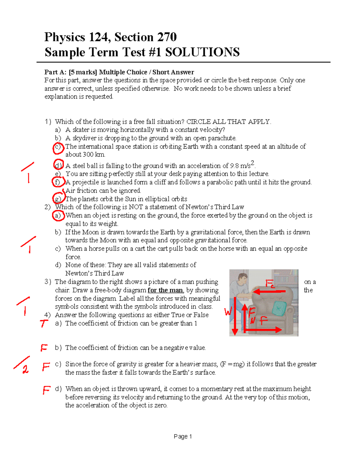 Termtest 1 sample solutions - Physics 124, Section 270 Sample Term Test ...