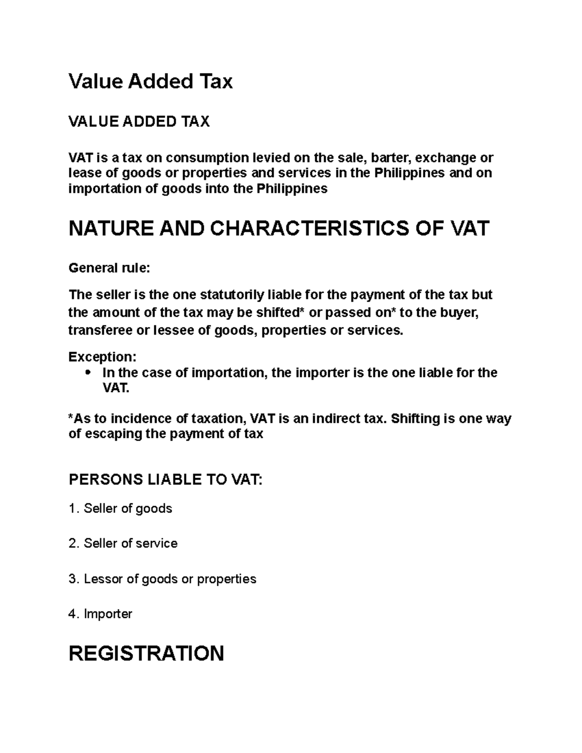 Value Added TAX - Gloria Manantan - Value Added Tax VALUE ADDED TAX VAT ...