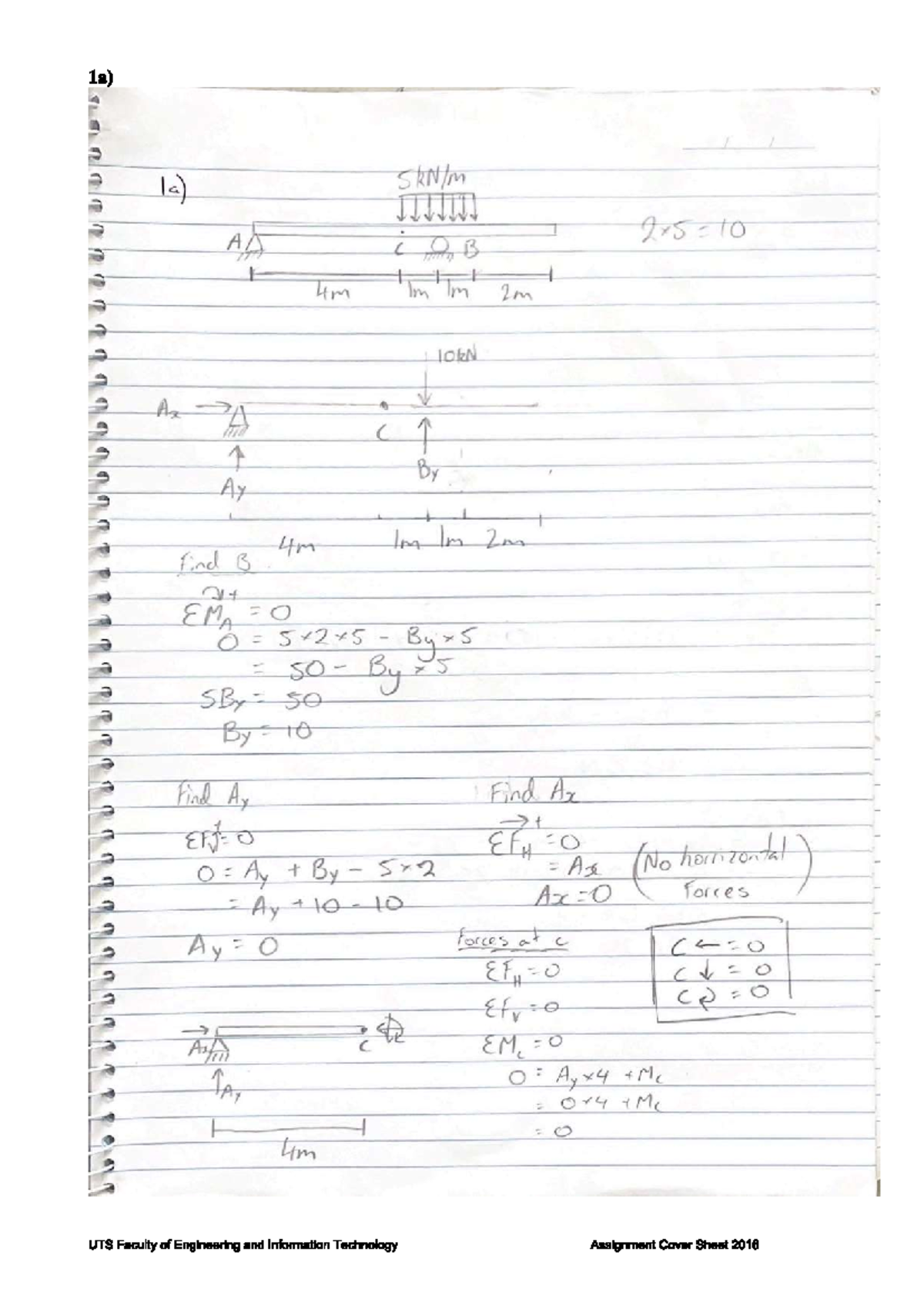 Engineering Mechanics Assignment 3 HD 95% - 1a) 1a) Al B 4m Im Im 2m ...
