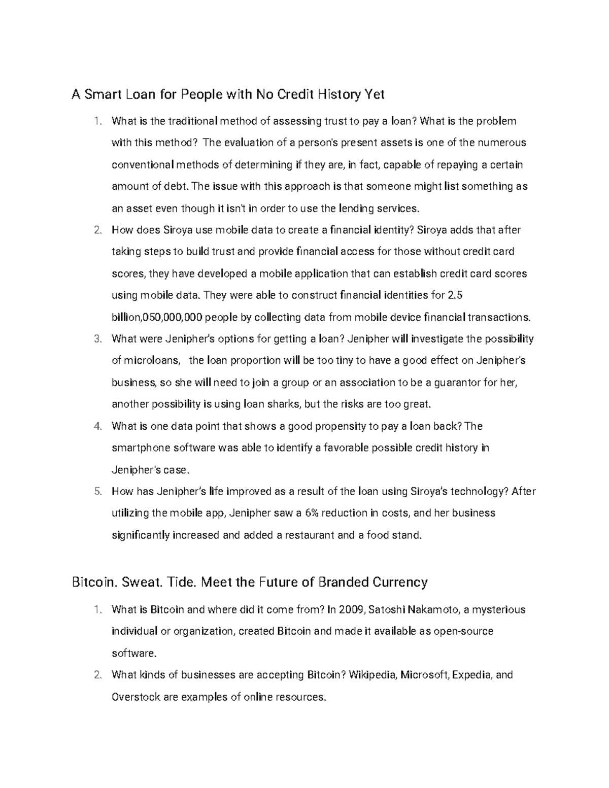 Unit 9 lab questions pf Personal Finance A Smart Loan for People