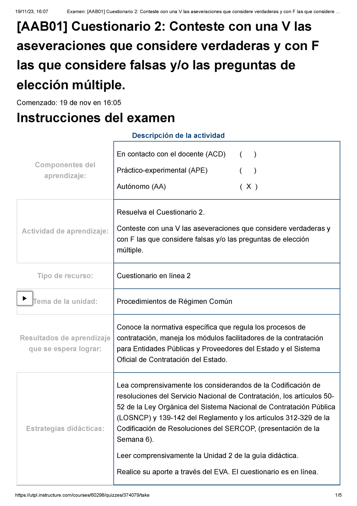 Examen [AAB01] Cuestionario 2 Conteste Con Una V Las Aseveraciones Que ...