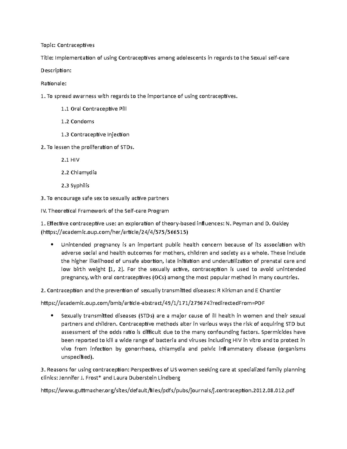 Contraceptives -research supporting theories - Topic: Contraceptives ...