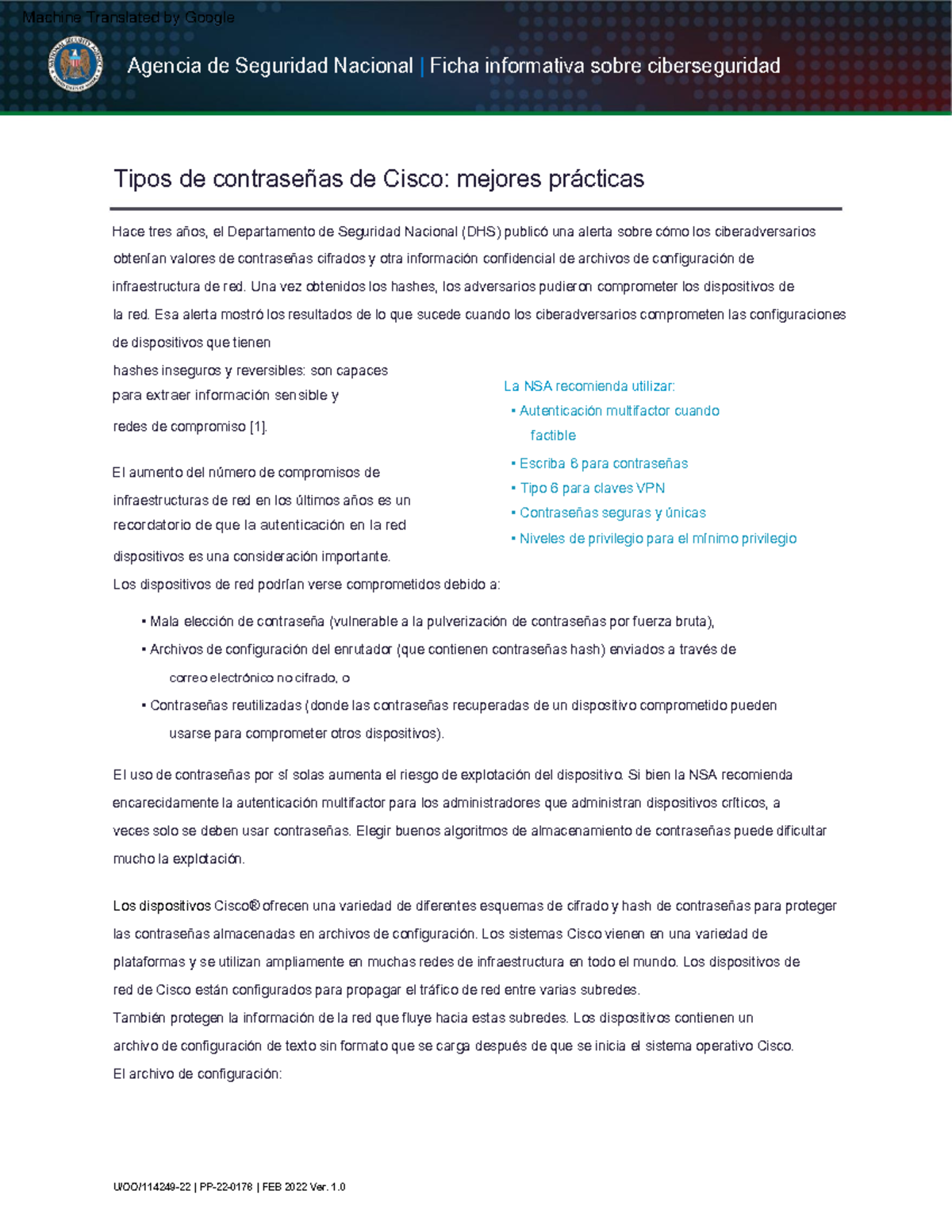 CSI Cisco Password Types BEST Practices 20220217 - factible hashes ...