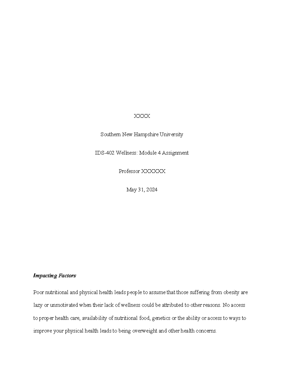 IDS-402 Module 4 Assignment - XXXX Southern New Hampshire University ...