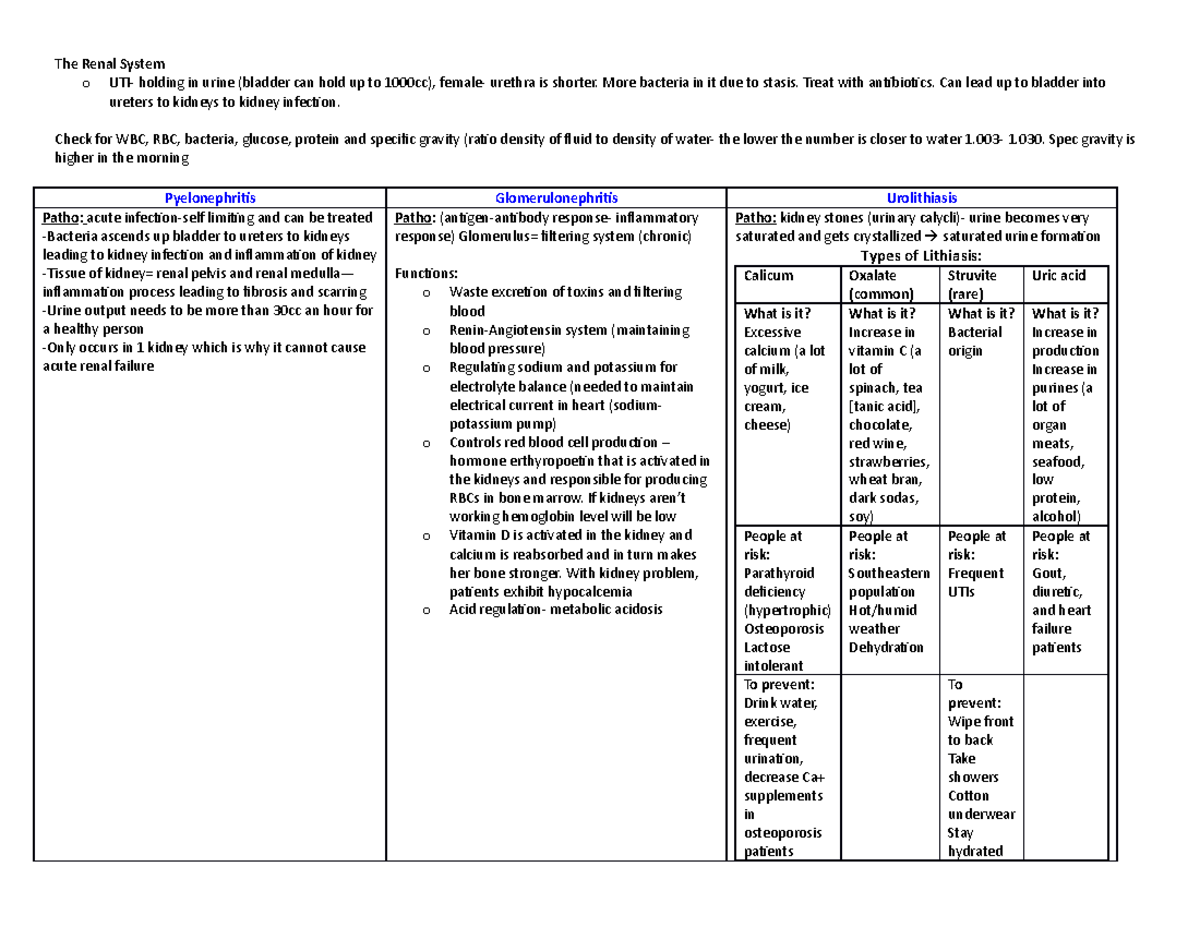 Renal-Endocrine Final Study Guide - StuDocu