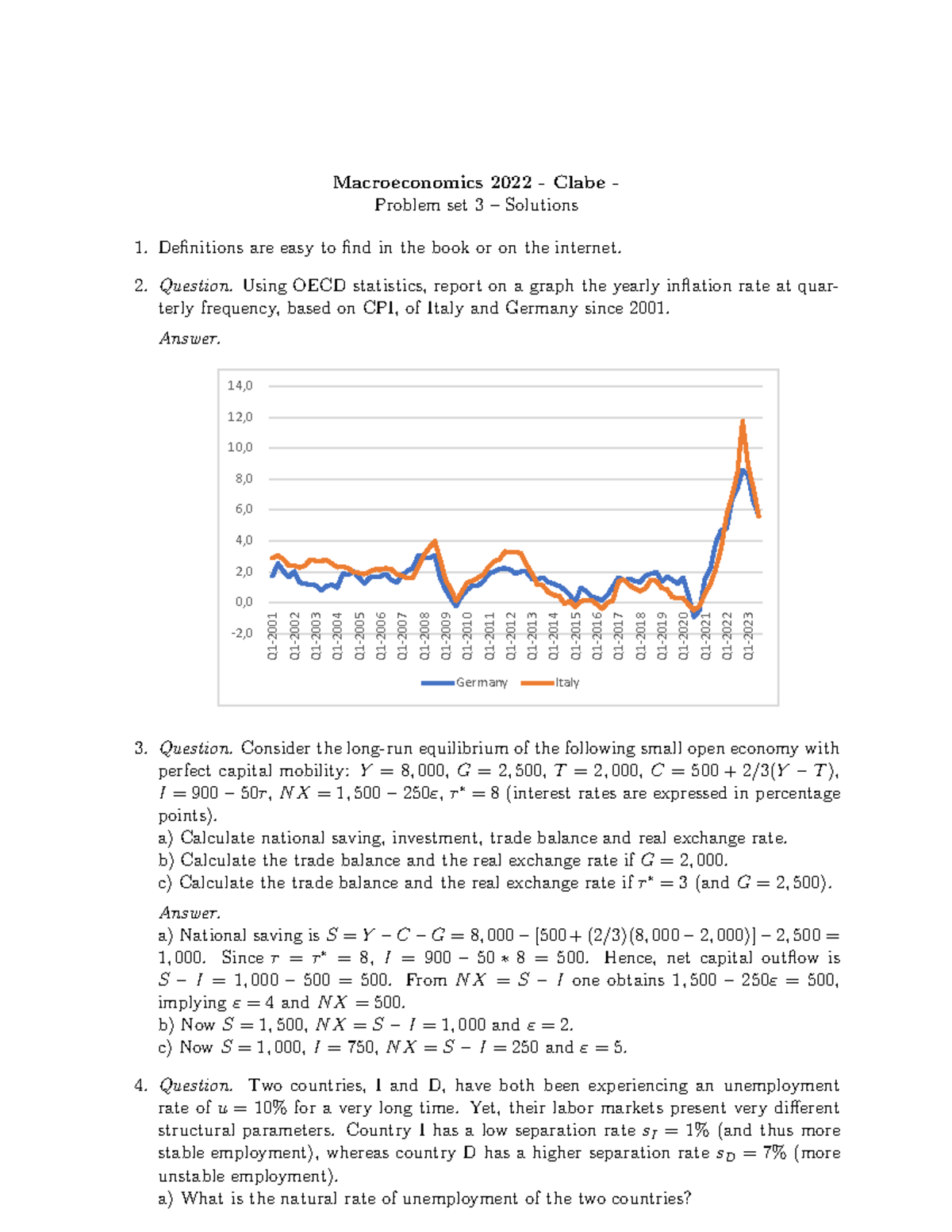 Problem Set 3 Solutions - Macroeconomics 2022 - Clabe - Problem Set 3 ...