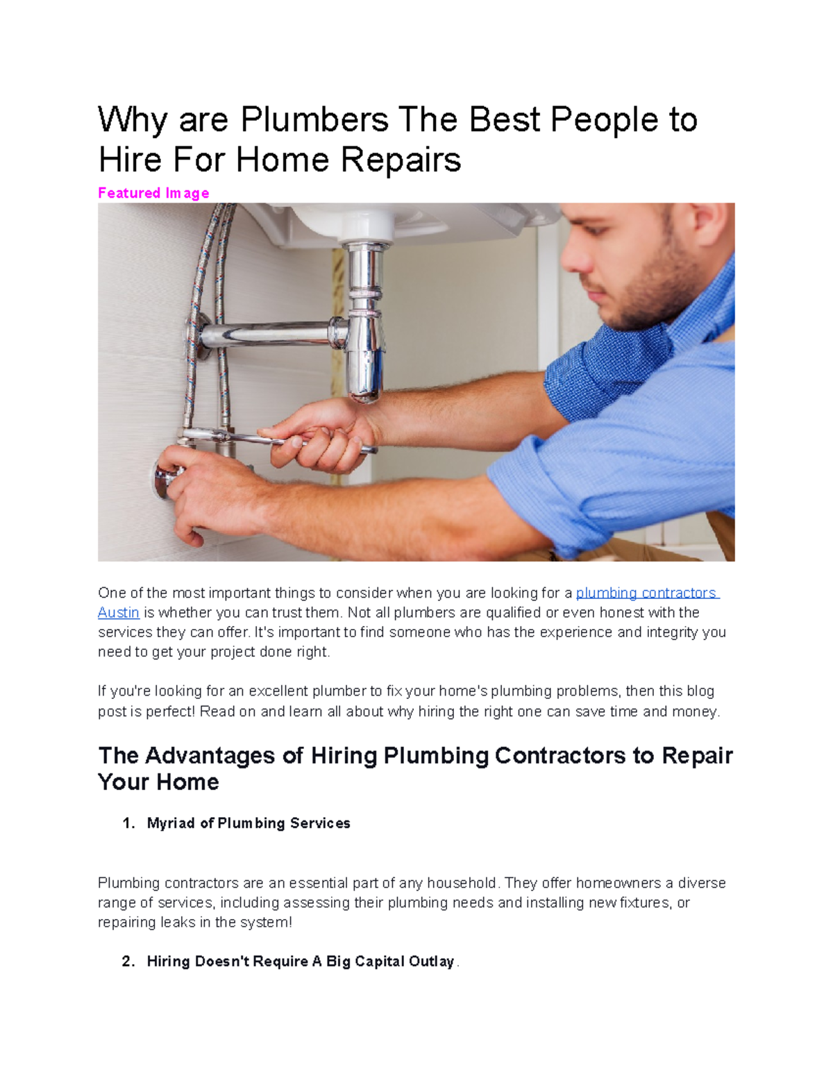 (Checked) Why are Plumbers The Best People to Hire For Home Repairs