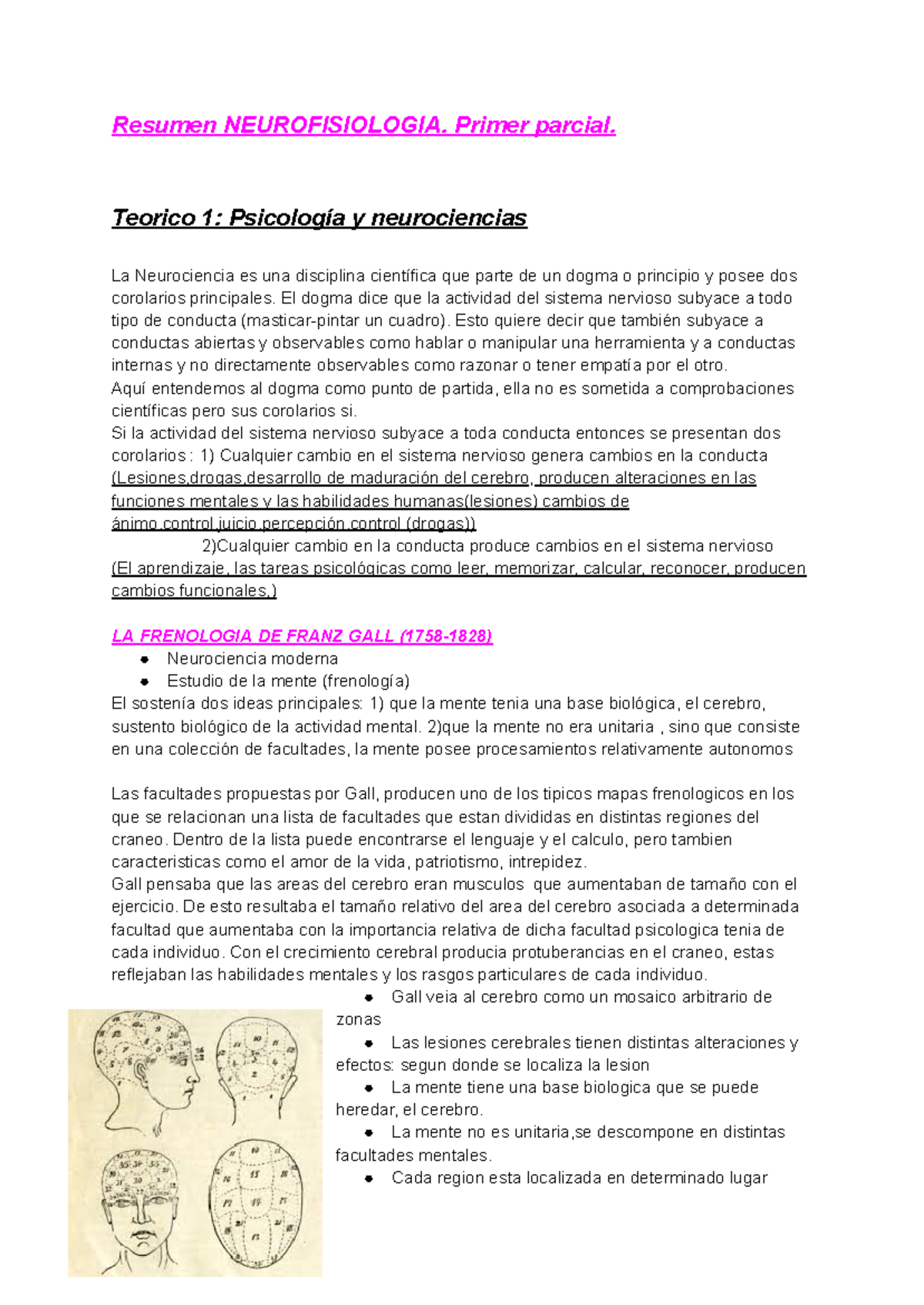 Neuro parcial 1 - Resumen NEUROFISIOLOGIA. Primer parcial. Teorico 1 ...