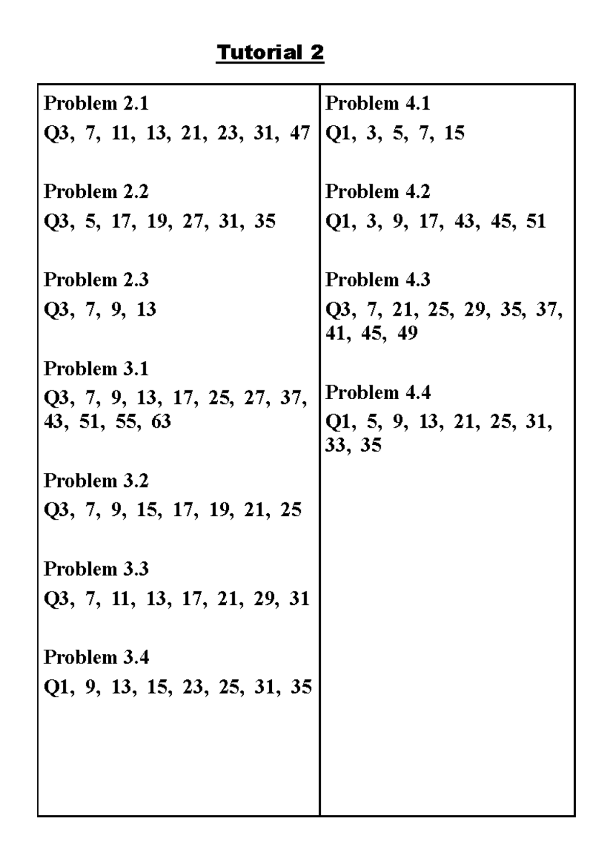 Tutorial 2 maths - Q 3 , 7 , 9 , 13, 1 7 , 25, 27, 37, Tutorial Problem ...