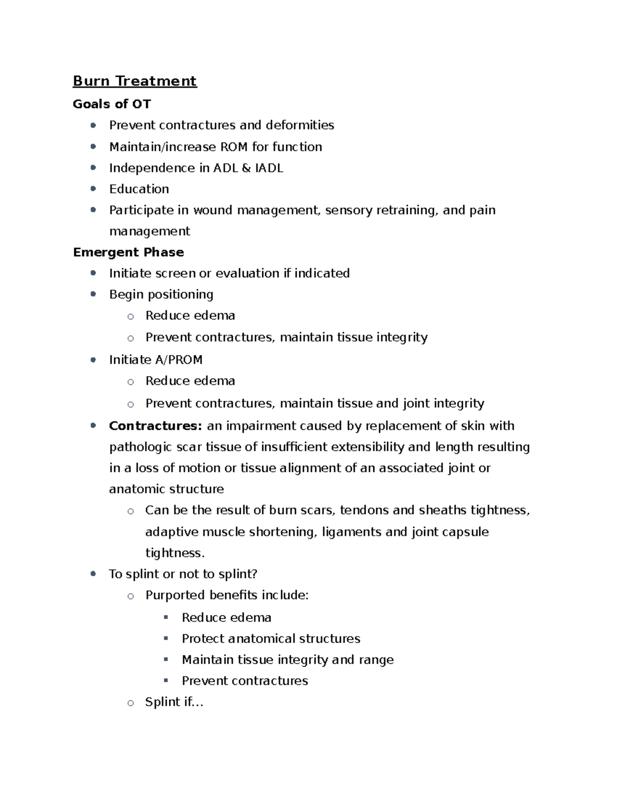 Burn Treatment Occupational Therapy for Physical Dysfunction Burn