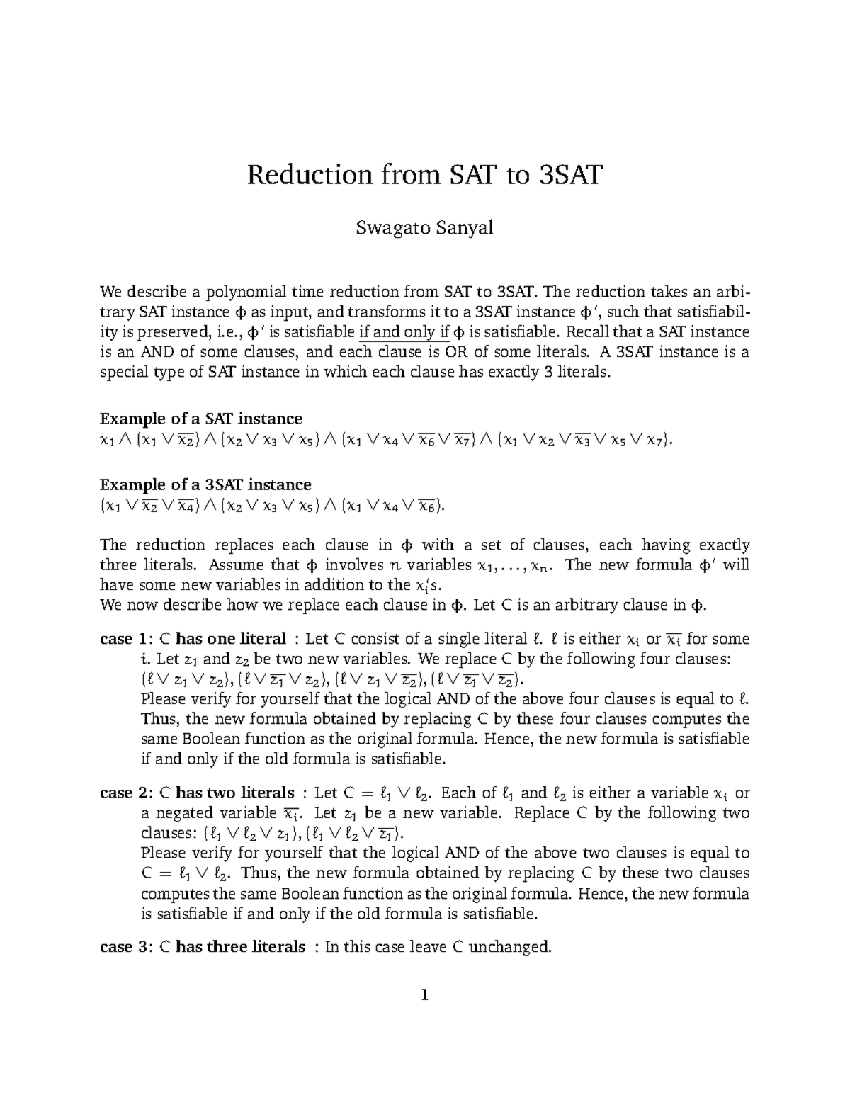 SAT-3SAT - uuei j3ieorrh rjo3o3irh4rkr j3o3o4j - Reduction from SAT to ...