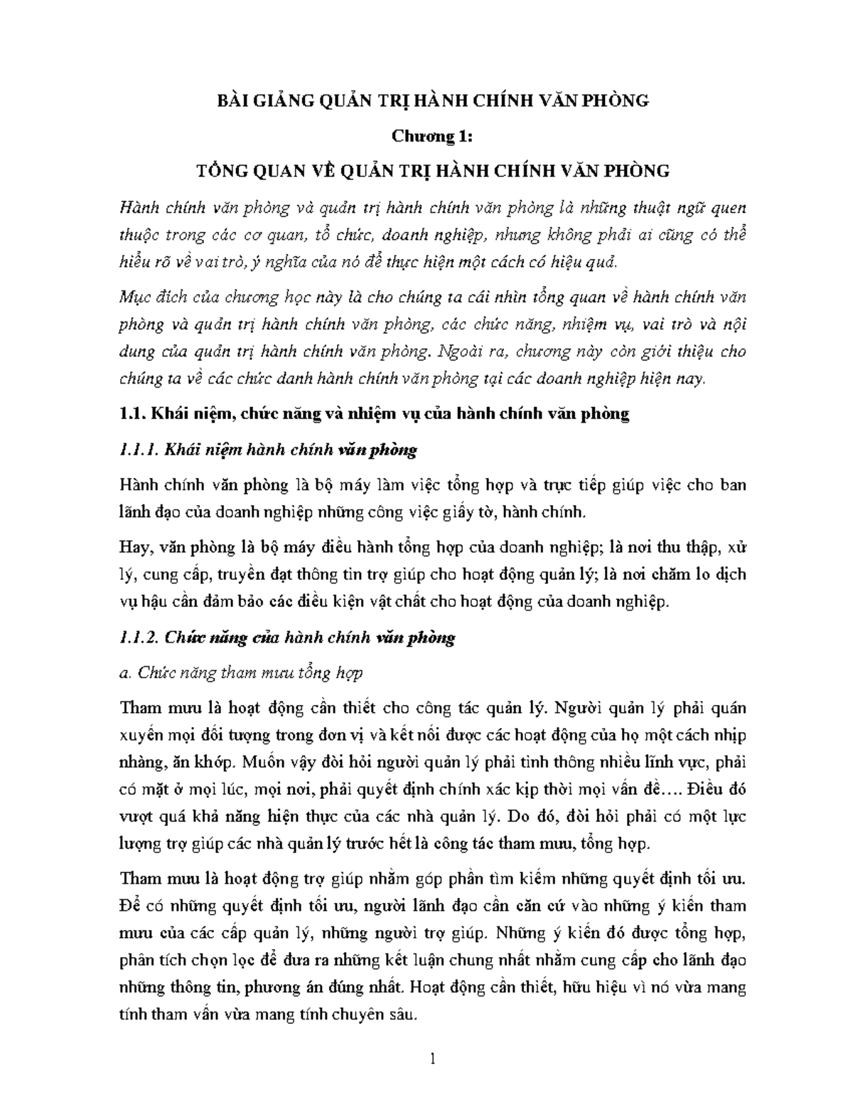 Bai giang Qthcvp - Bài giảng Quản trị Hành chính văn phòng - BÀI GIẢNG QUẢN TRỊ HÀNH CHÍNH VĂN PHÒNG - Studocu