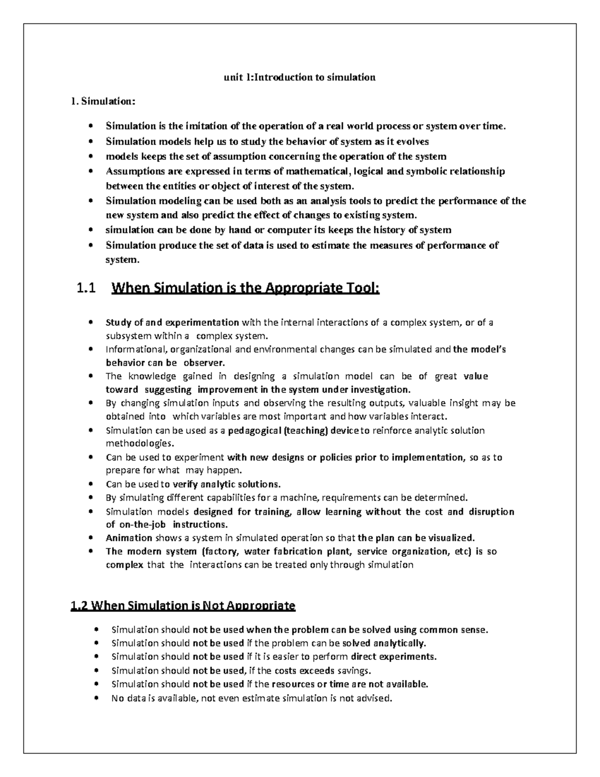 SMS full - System modelling and simulation - unit 1:Introduction to ...
