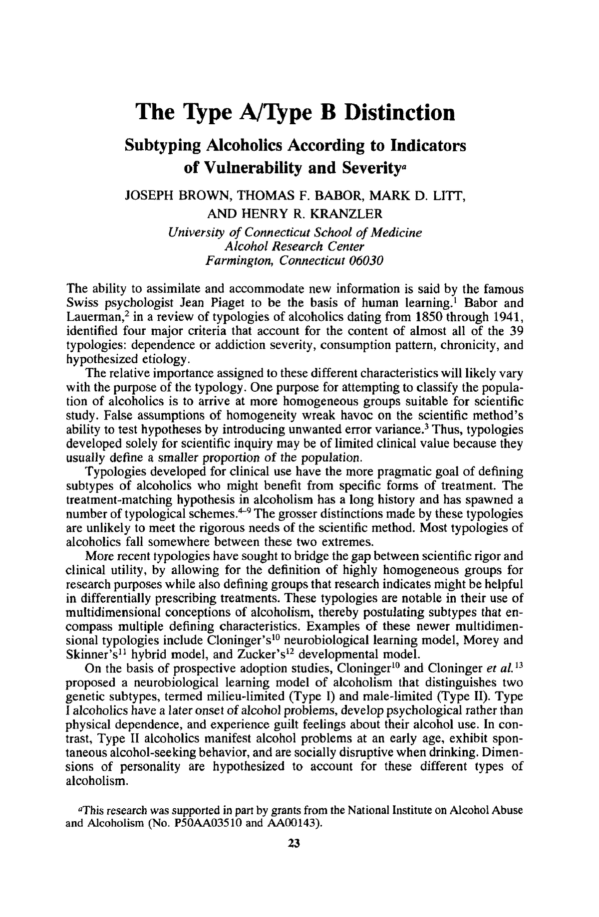 The Type A Type B Distinction - The Qpe A/Qpe B Distinction Subtyping ...