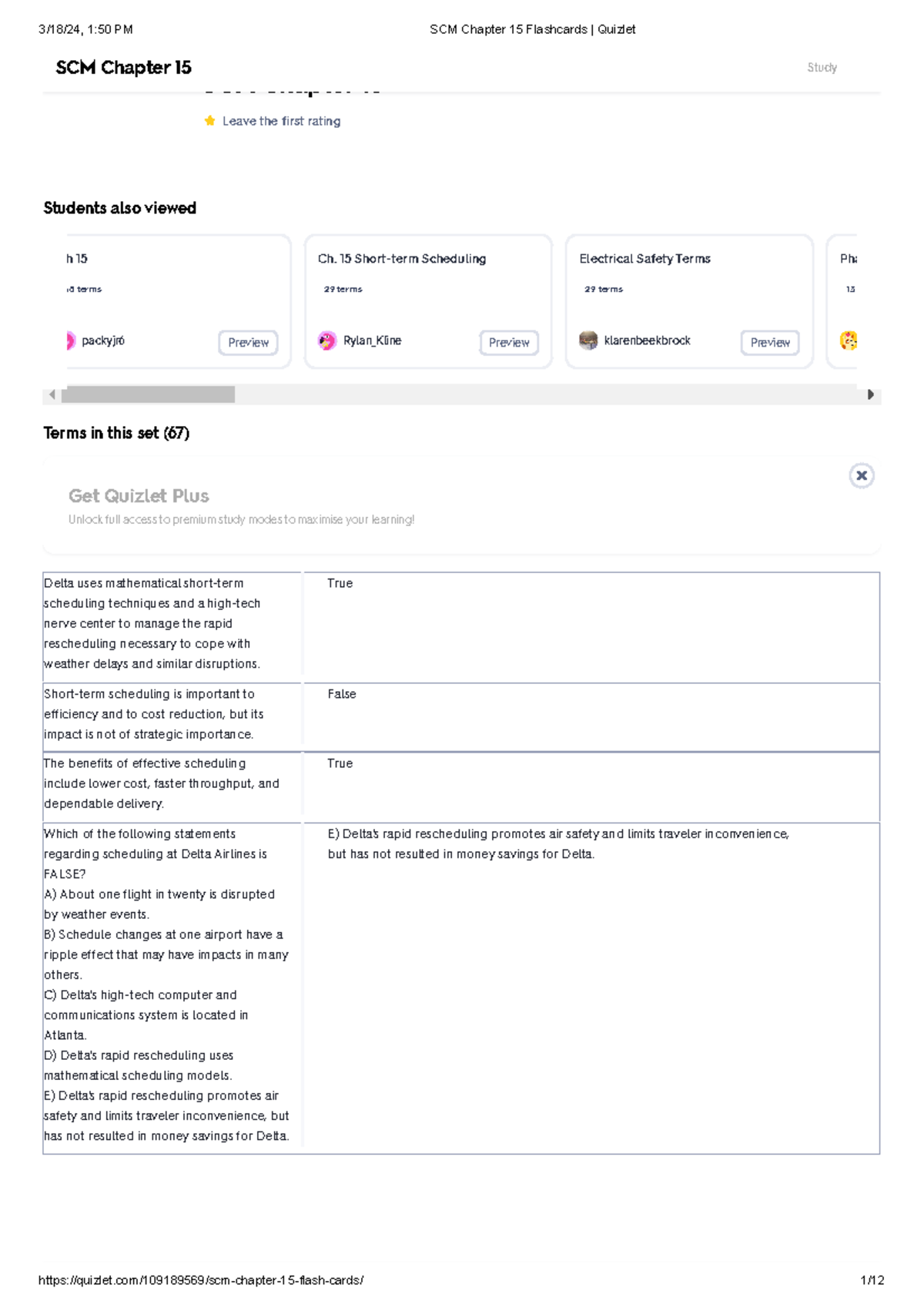 SCM Chapter 15 Flashcards Quizlet SCM Chapter 15 Leave the first