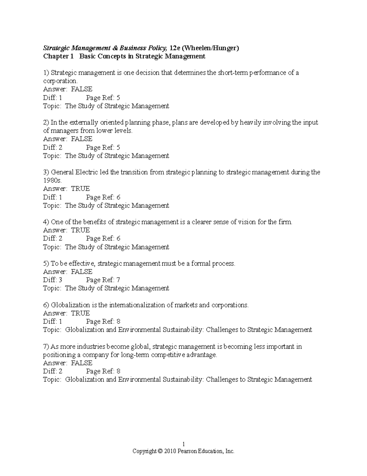 Strategic Management Test Bank Wheelen Smbp12 Tb 01 - Strategic ...