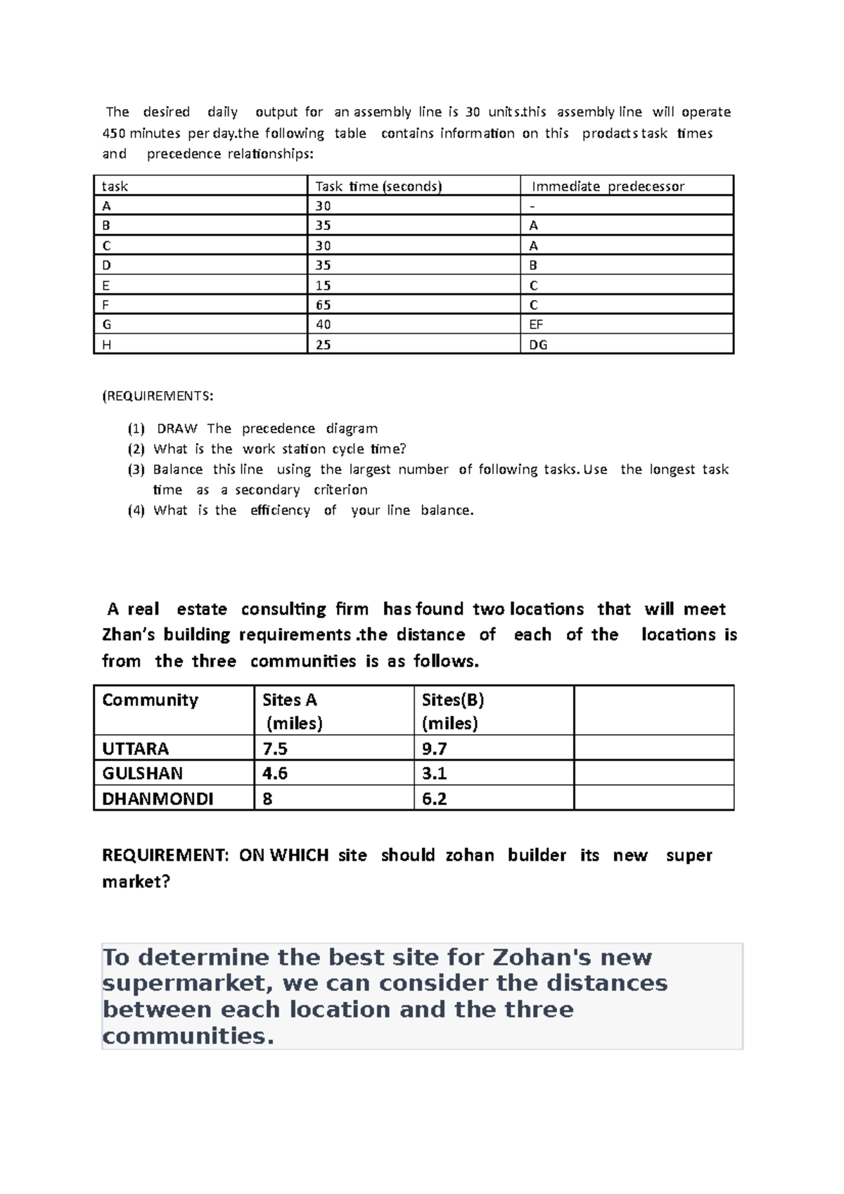 The desired daily output for an assembly line is 30 units - Use the ...