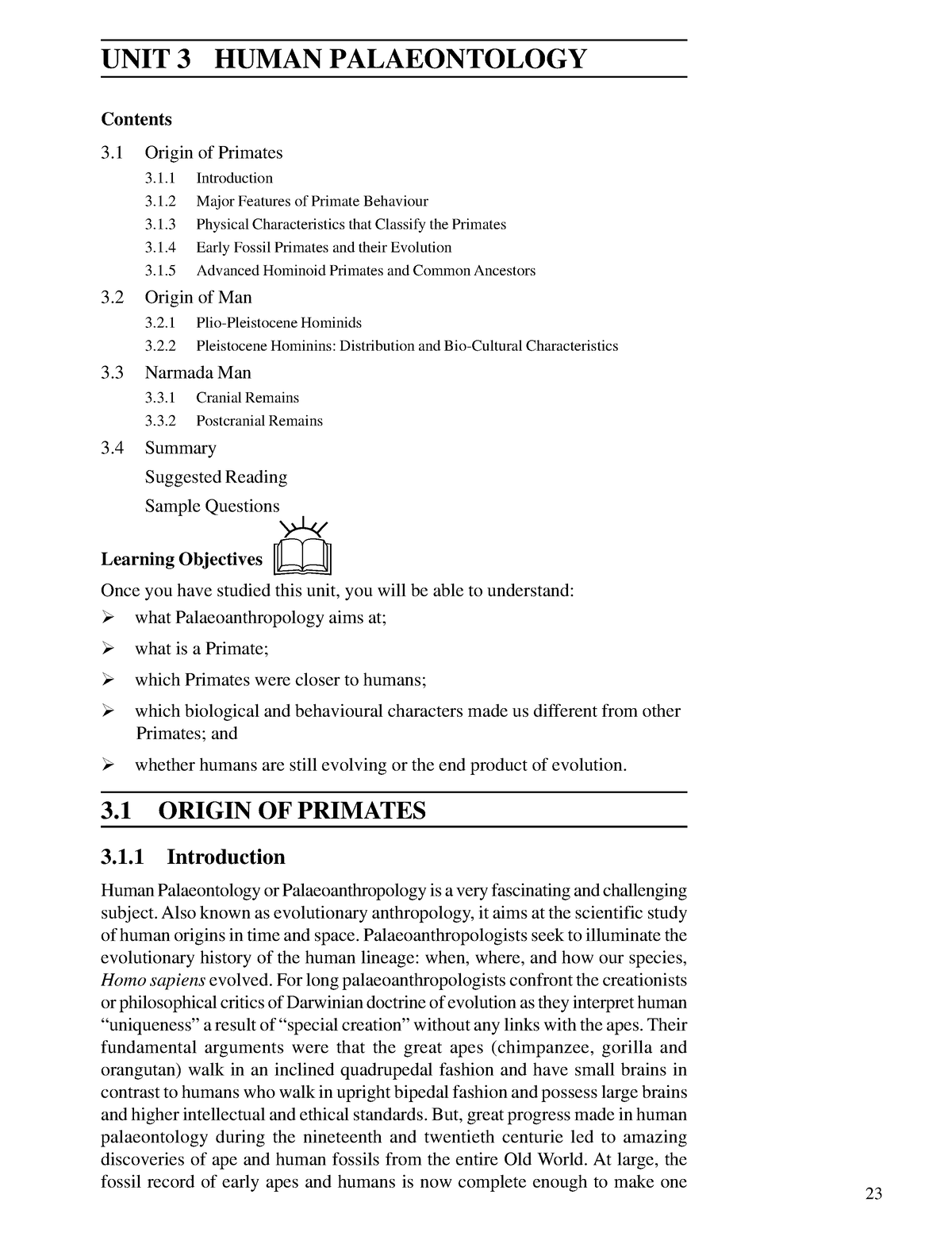 Human palaeontology - Recent Period UNIT 3 HUMAN PALAEONTOLOGY Contents ...