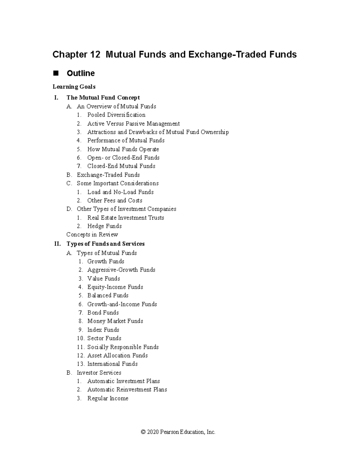 Investments chapter 12 Chapter 12 Mutual Funds and ExchangeTraded