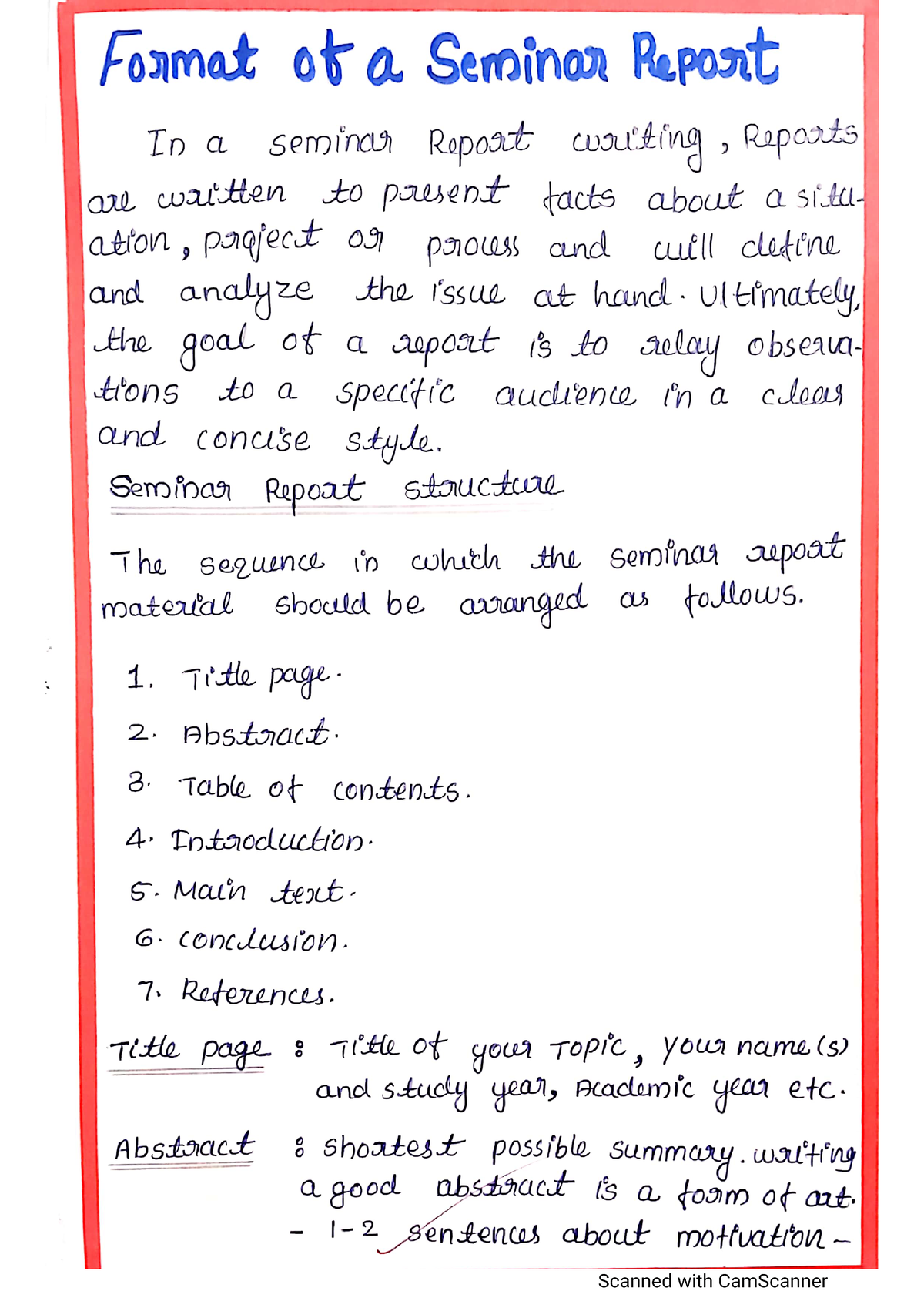 Format Of A Seminar Report 2 B Ed StuDocu