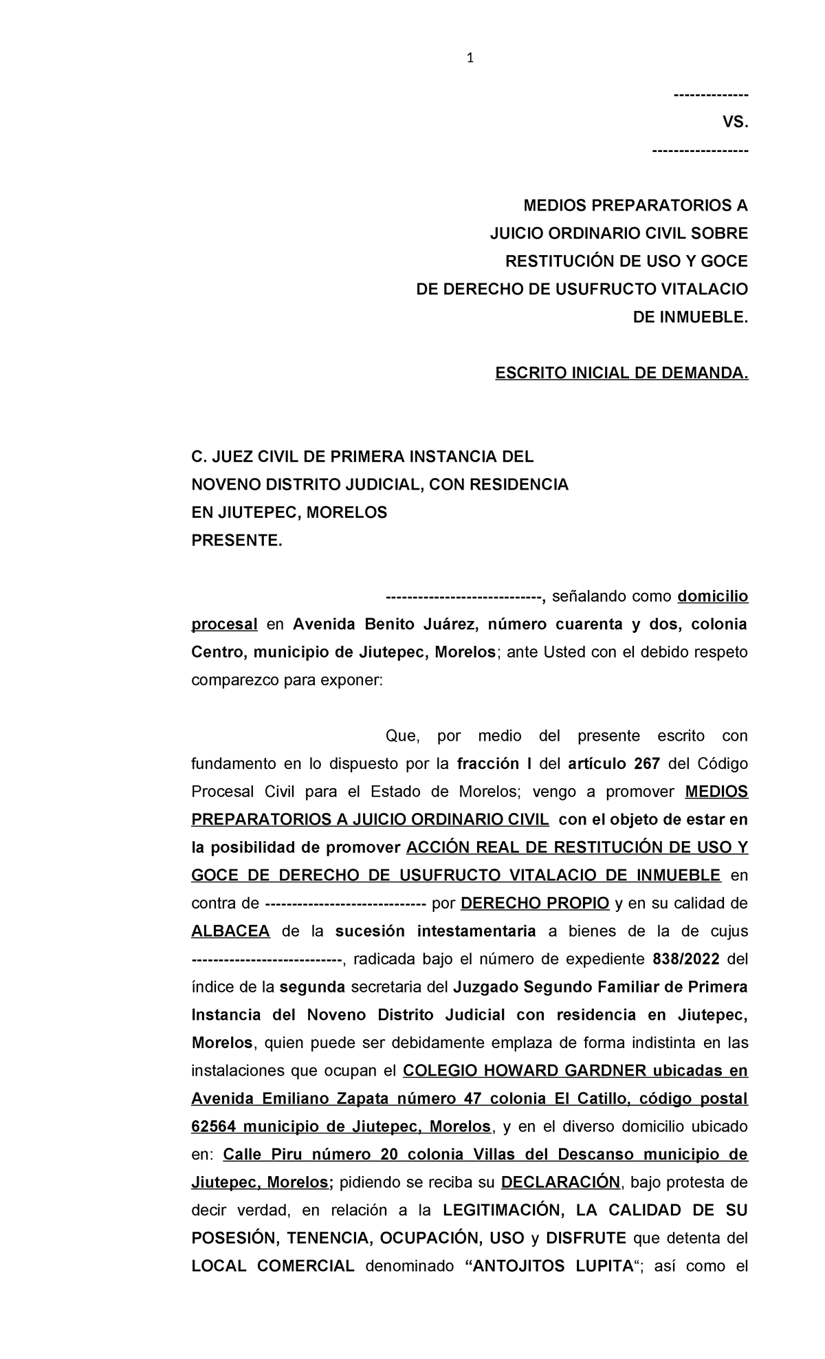 Medios Preparatorio A Juicio Ordinario Civil - VS. - MEDIOS ...