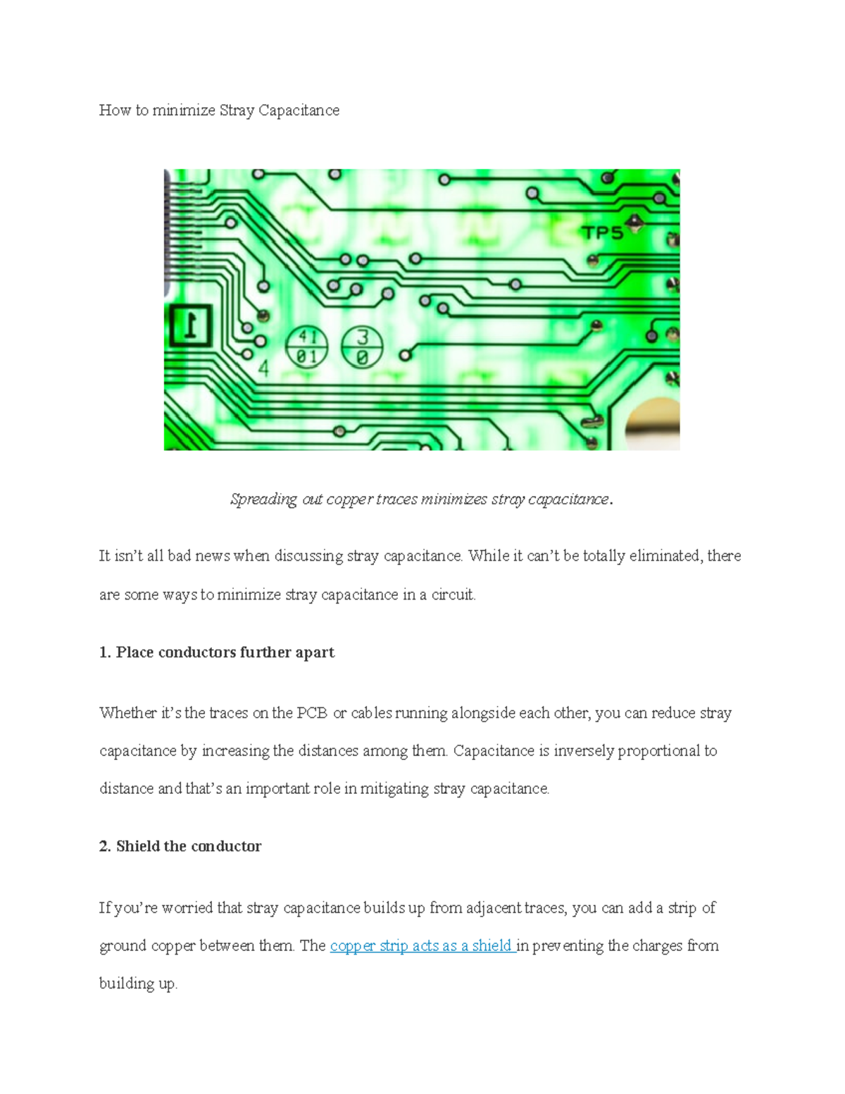 How to minimize Stray Capacitance - How to minimize Stray Capacitance ...