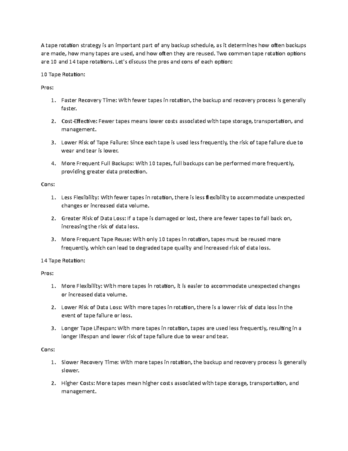 DB2 Unit 5 Notes Rotation Strategies - A tape rotation strategy is an ...