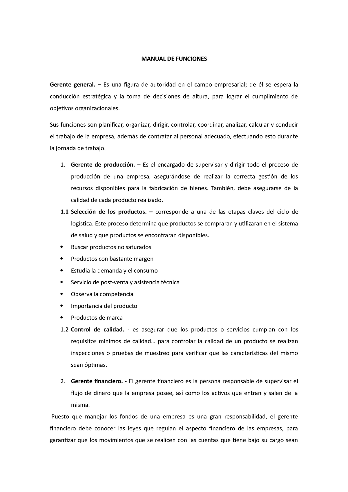 Manual De Funciones Dlh Manual De Funciones Gerente General Es Una Figura De Autoridad En 9343
