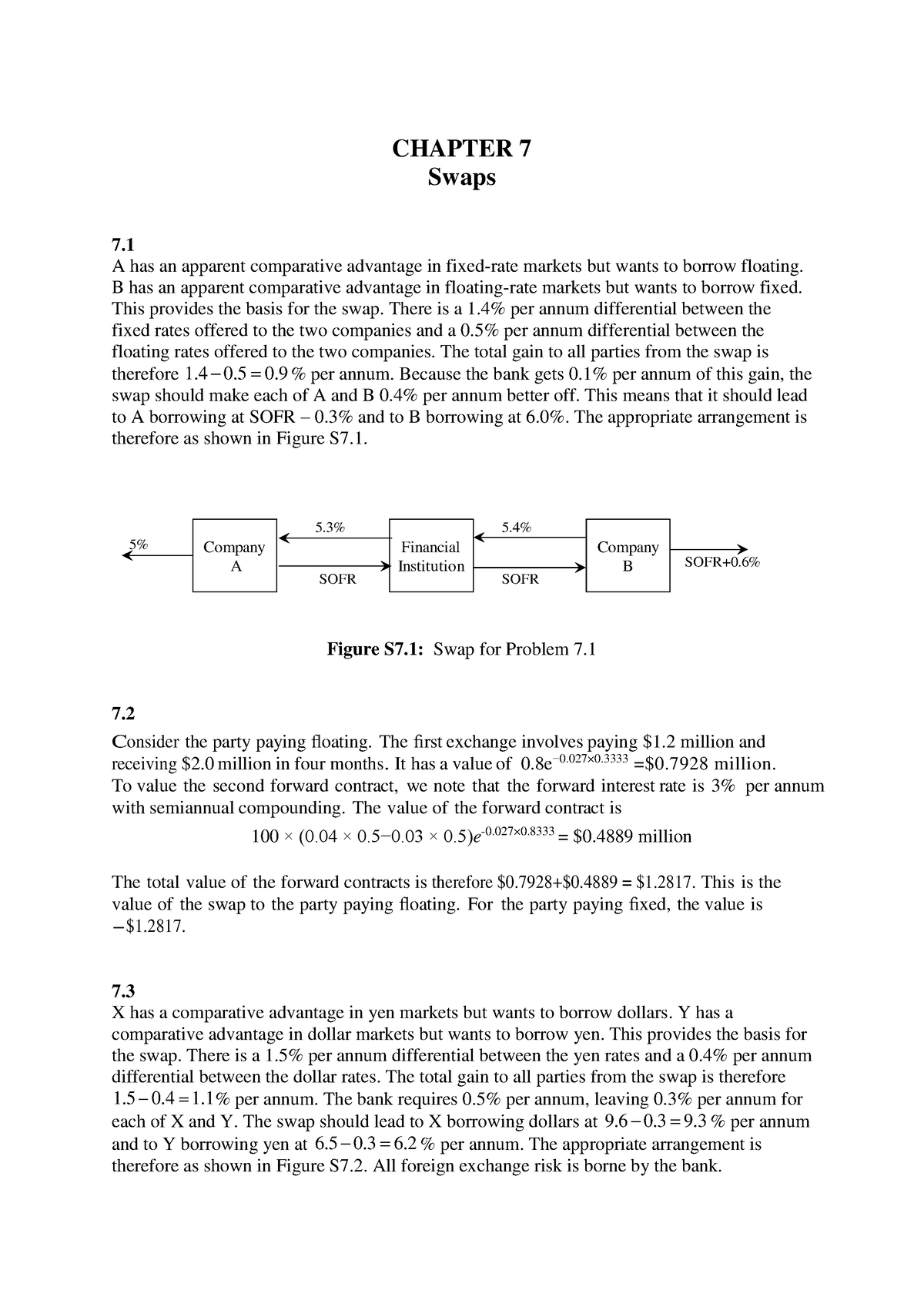 Hull OFOD 11e Solutions Ch 07 GE - CHAPTER 7 Swaps 7. A Has An Apparent ...