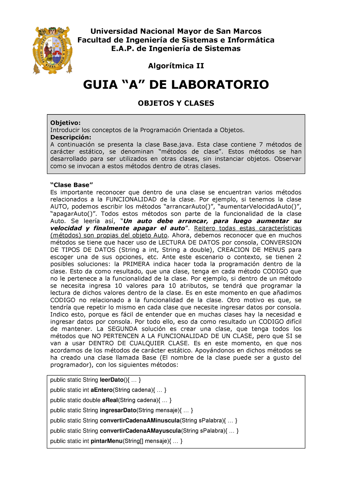 Guia A De Laboratorio - Guia Básica De Objetos Y Clases - Universidad ...