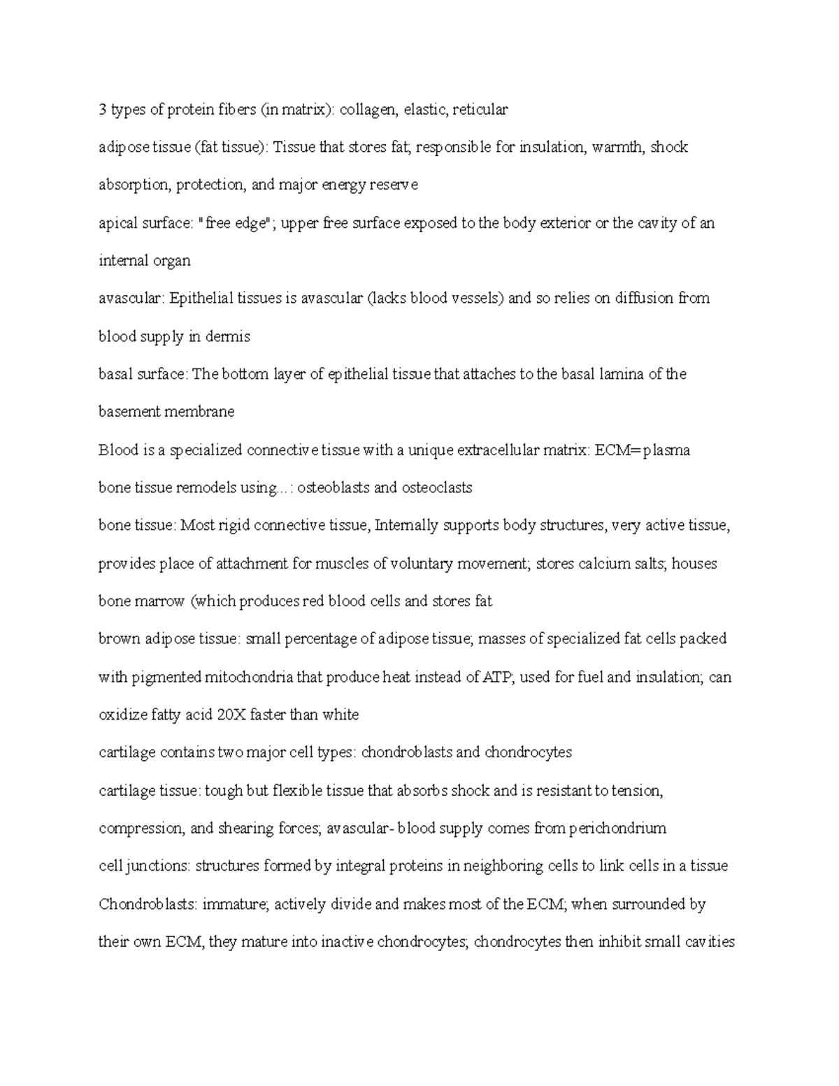 Histology These are definitions for the basic terminology in biology