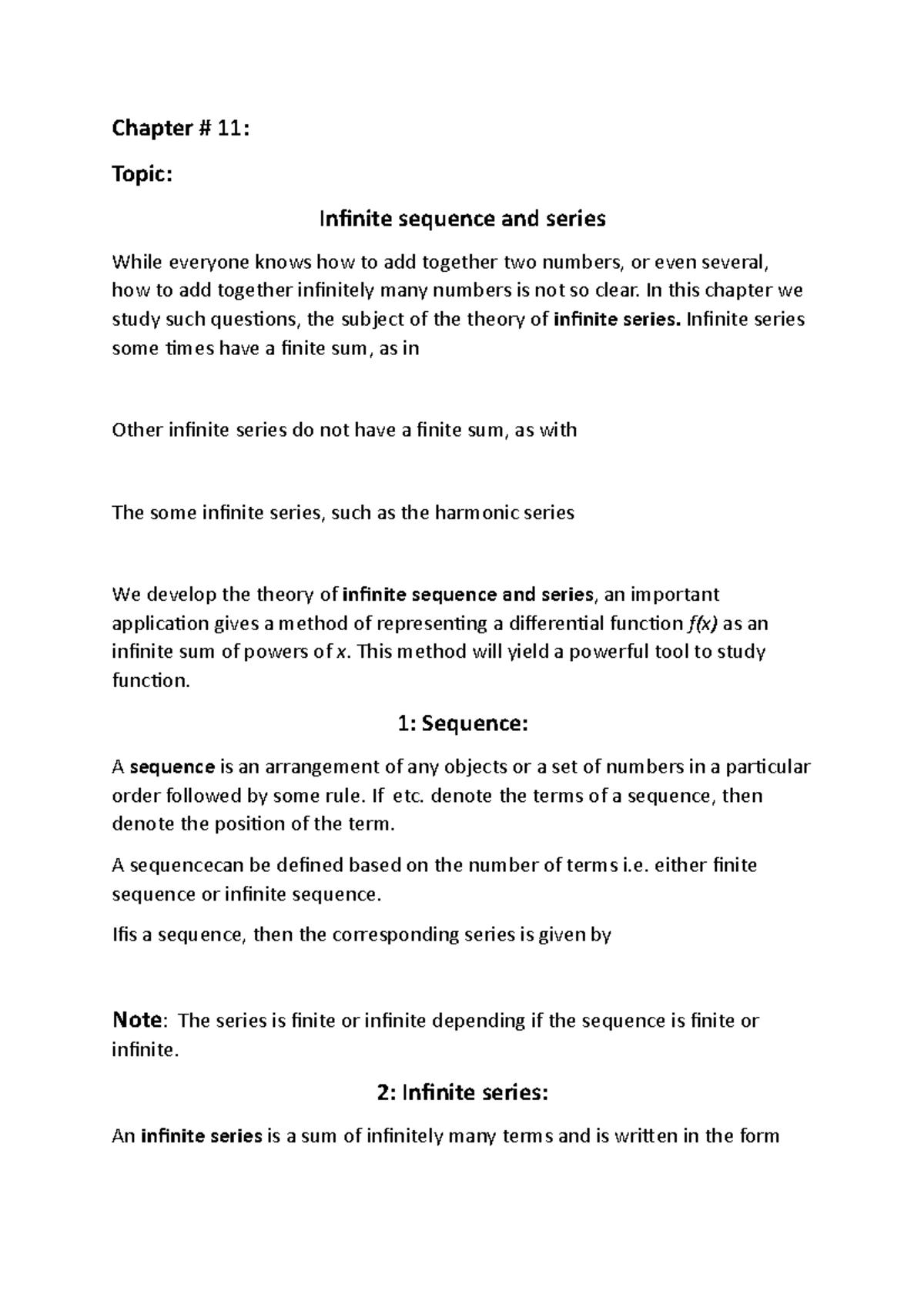 Hifsa anees Calculus (Review of chp11 and 12) - Chapter # 11: Topic ...