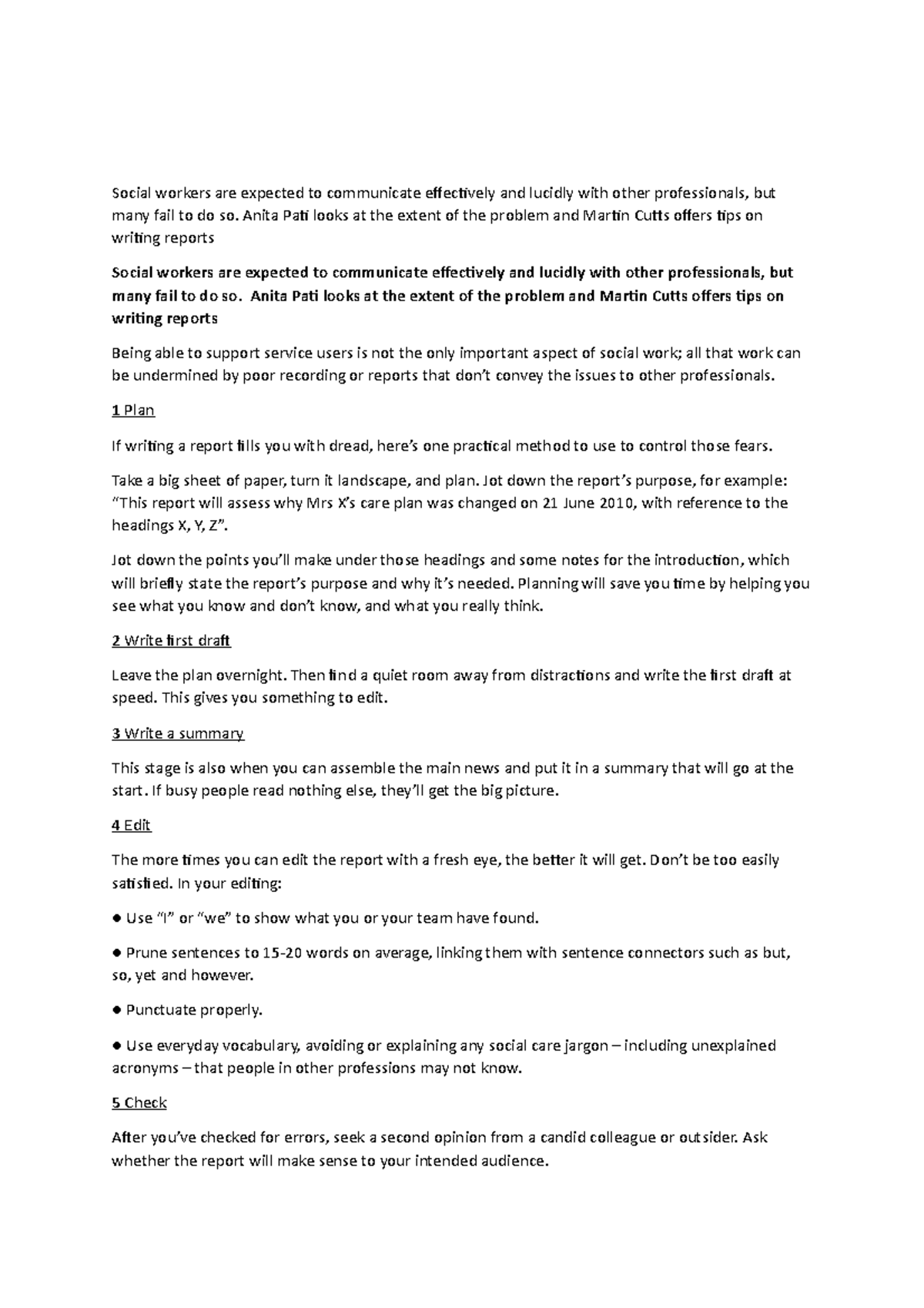 How to write a good report - Social workers are expected to communicate ...