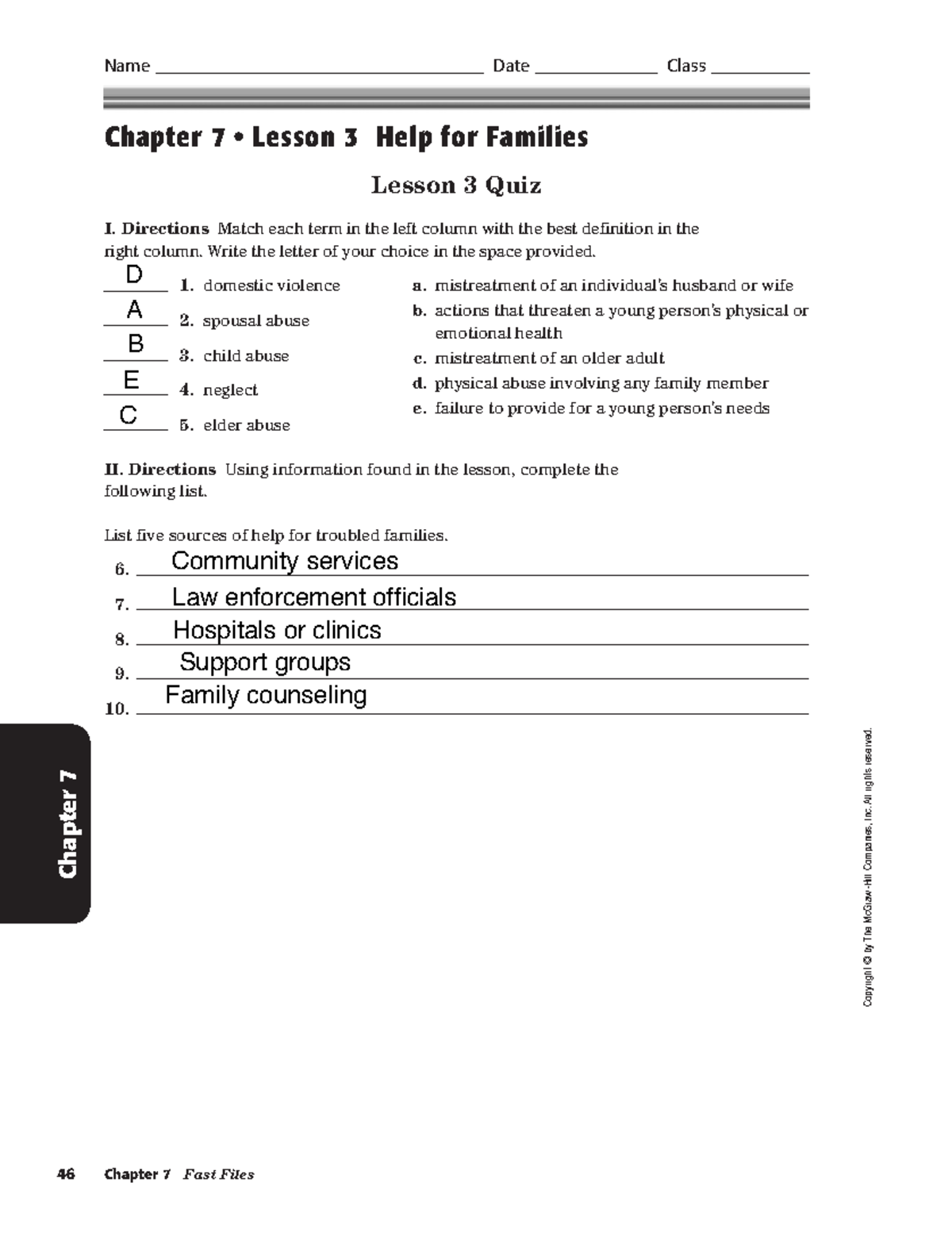 Ch - Answer key - 46 Chapter 7 Fast Files Name ...