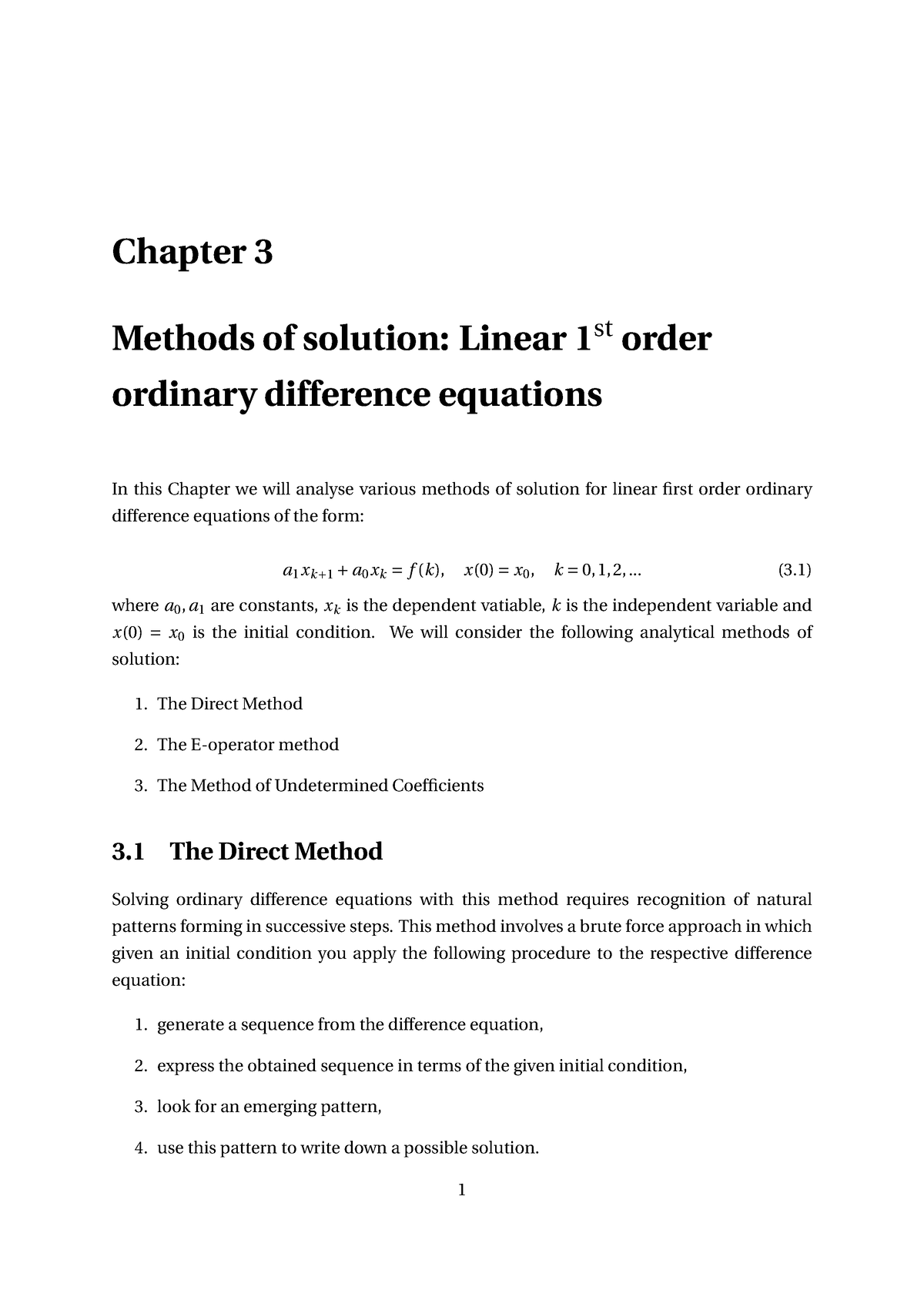 Chapter 3 Notes For Mathematical Modelling And Methods - Chapter 3 ...