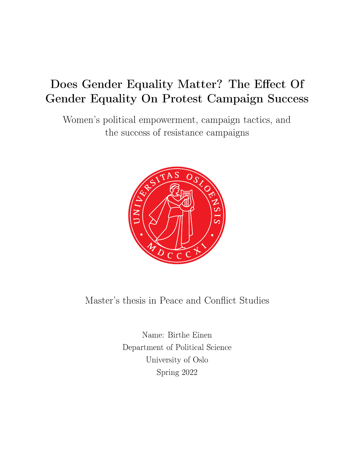 gender equality bachelor thesis