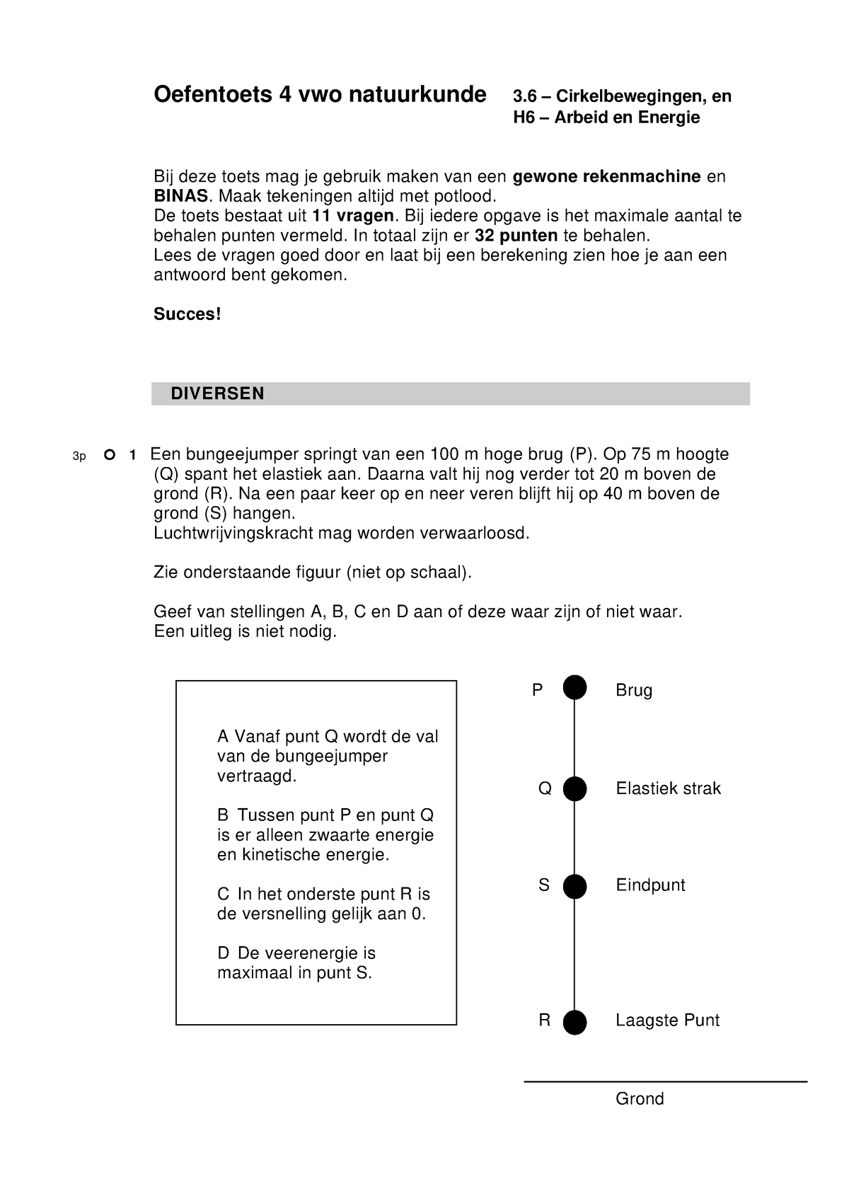 Natuurkunde Oefentoets Energie En Arbeid Oefentoets 4 Vwo