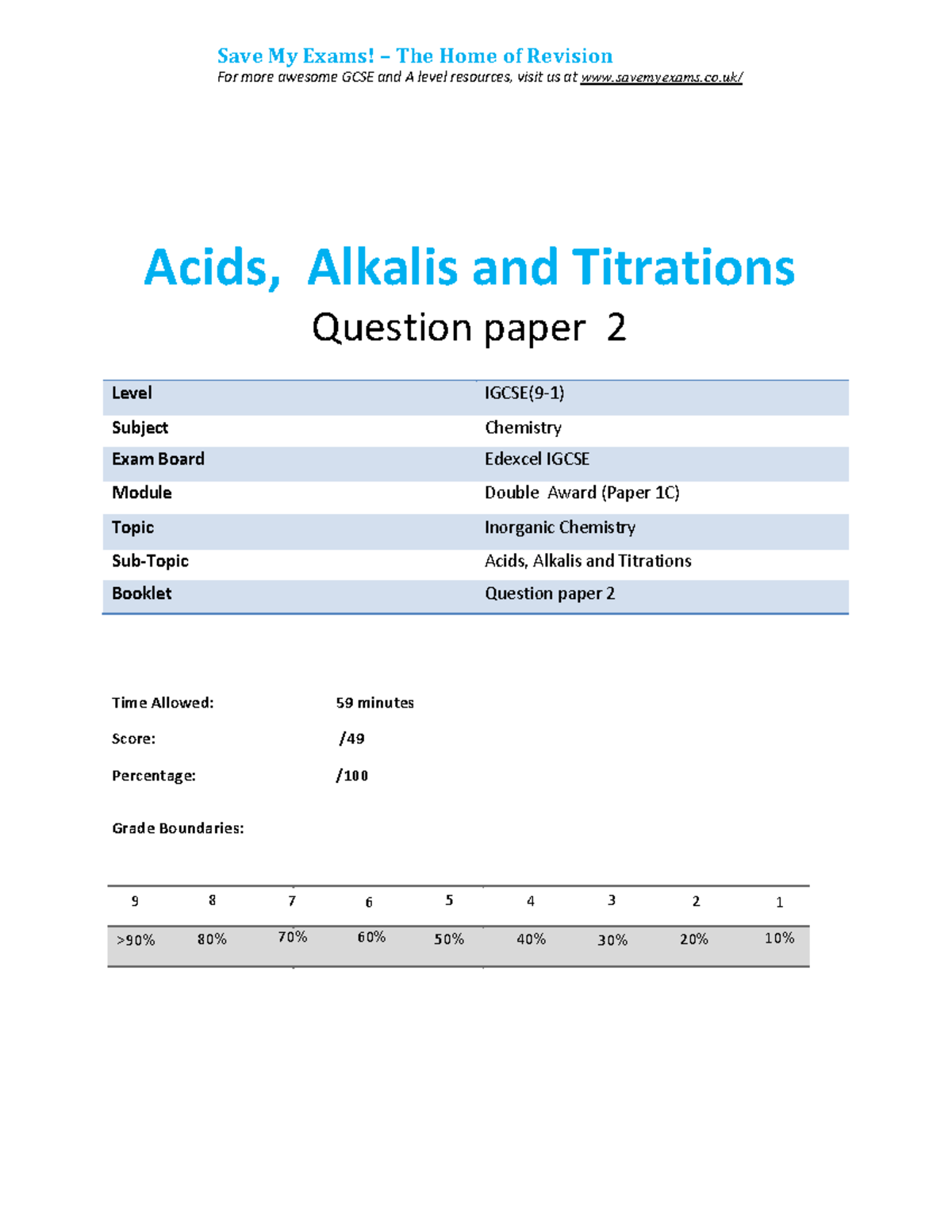 15 Acids Alkalis titrations For more awesome GCSE and A level
