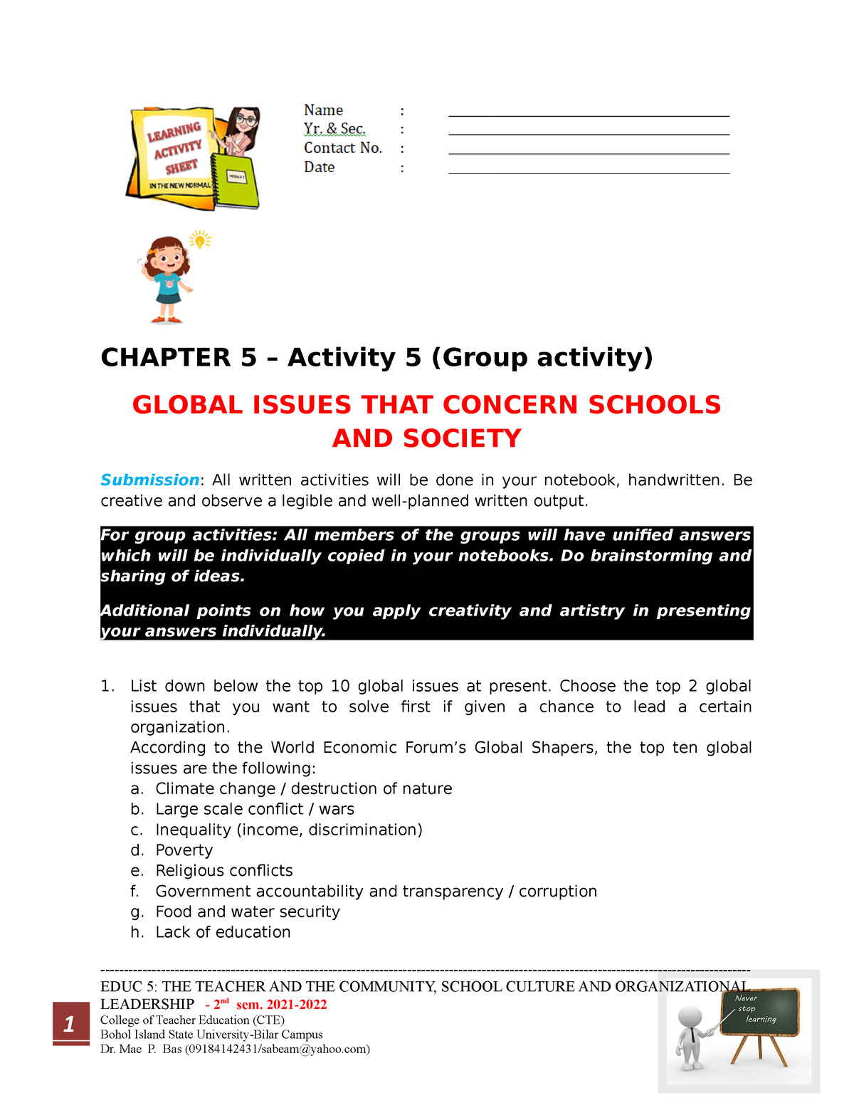 global issues that concern schools and society essay