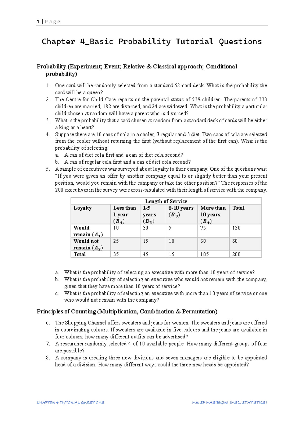 Chapter 4 Tutorial Questions - Copy - 1 | P a g e CHAPTER 4 TUTORIAL ...