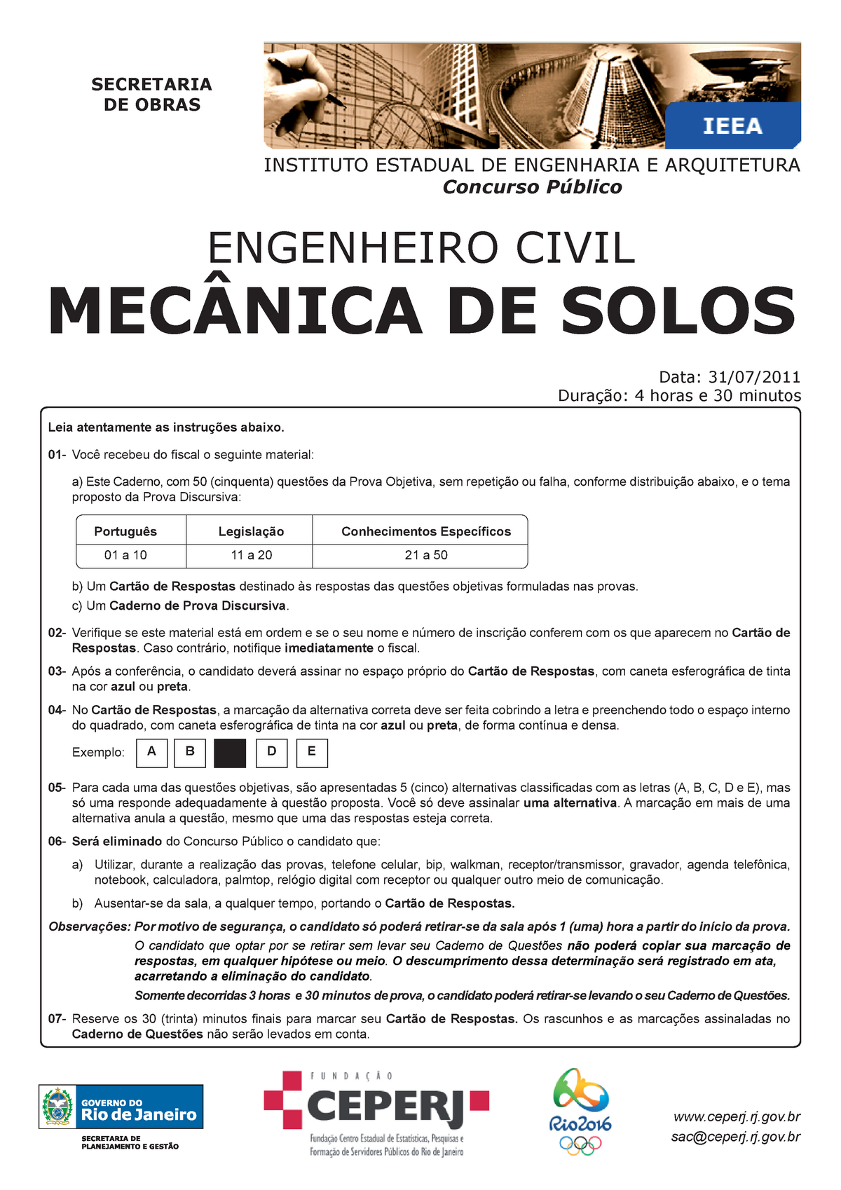 Engenheirocivil Mecanicade Solos - Leia Atentamente As Instruções ...