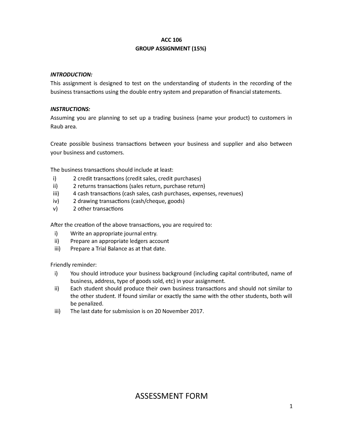 acc106 assignment conclusion