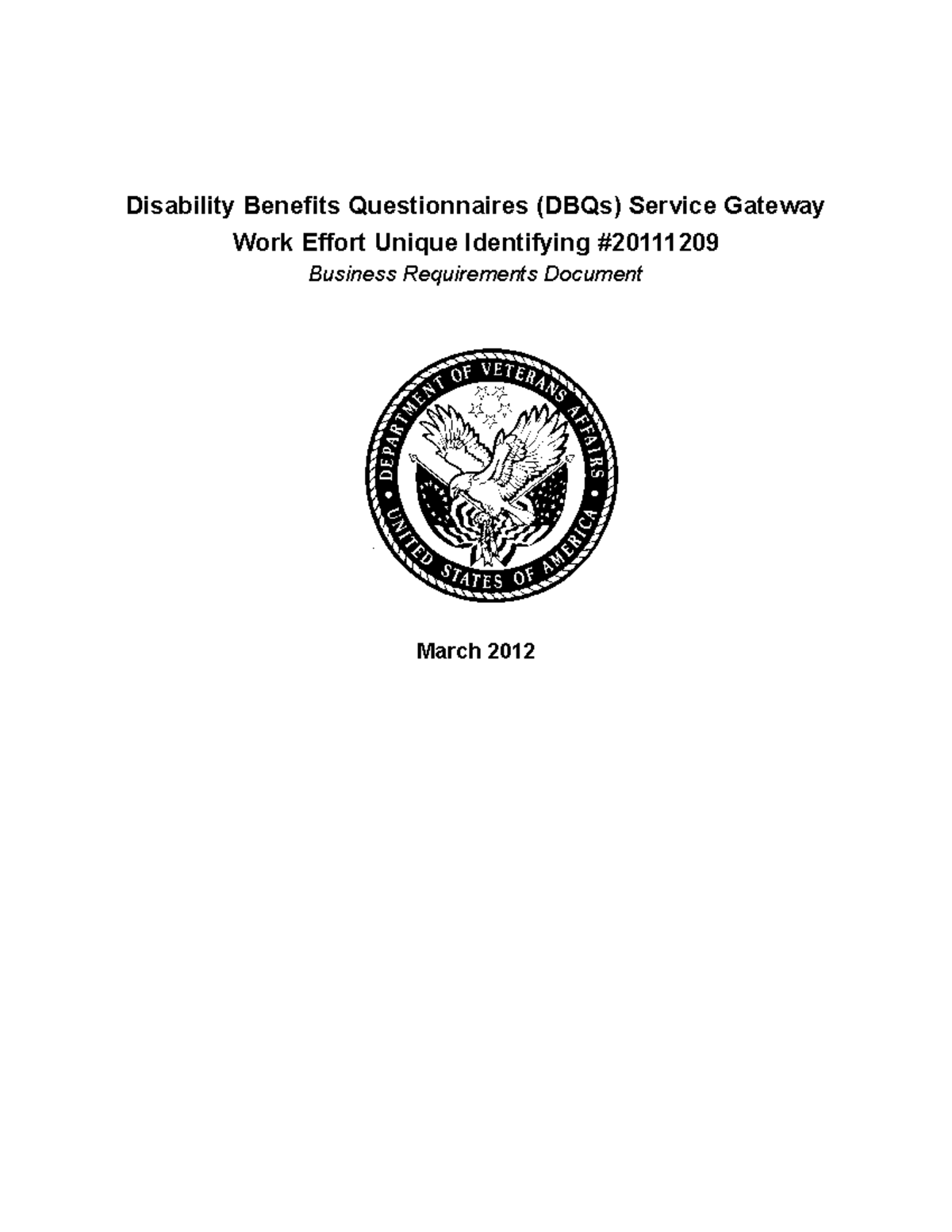 BRS Document US Healthcare - Disability Benefits Questionnaires (DBQs ...