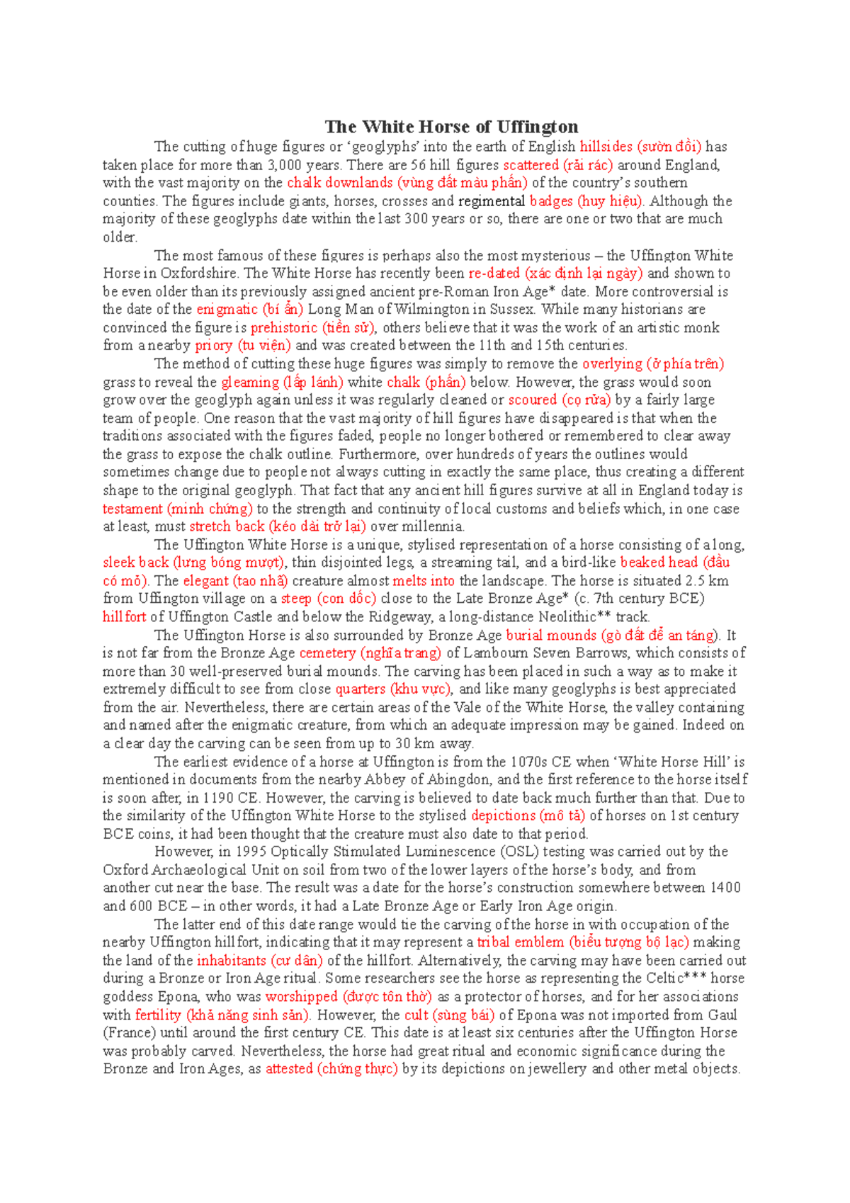 Cam 16 Reading Test 2 (21 The White Horse of Uffington The cutting of